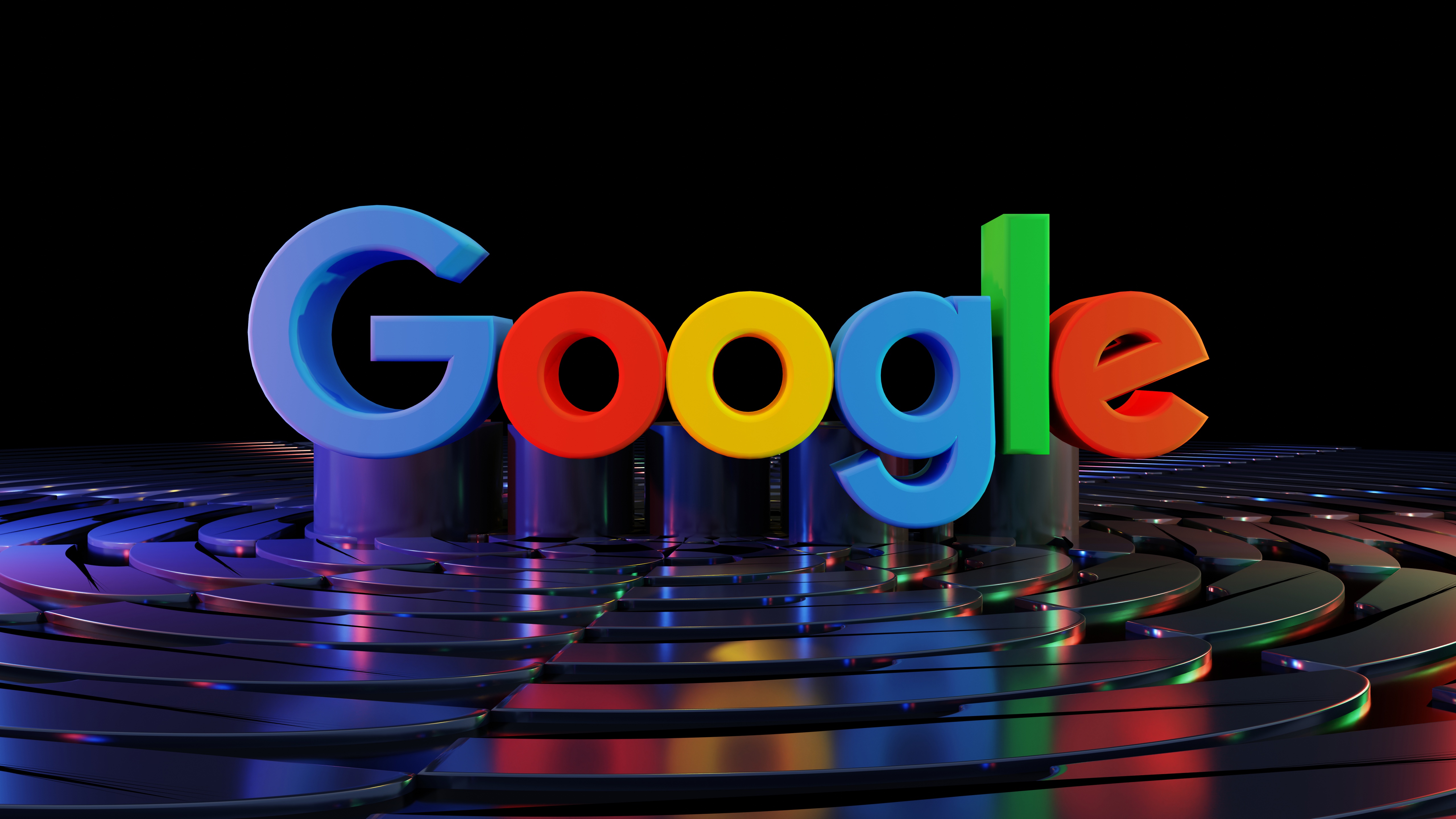 Google Wallpaper 4K, 3D background, Dark background