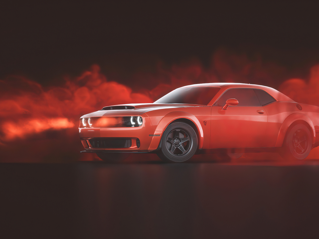 Wallpaper red dodge challenger demon srt, car, red smoke desktop wallpaper, HD image, picture, background, d13393