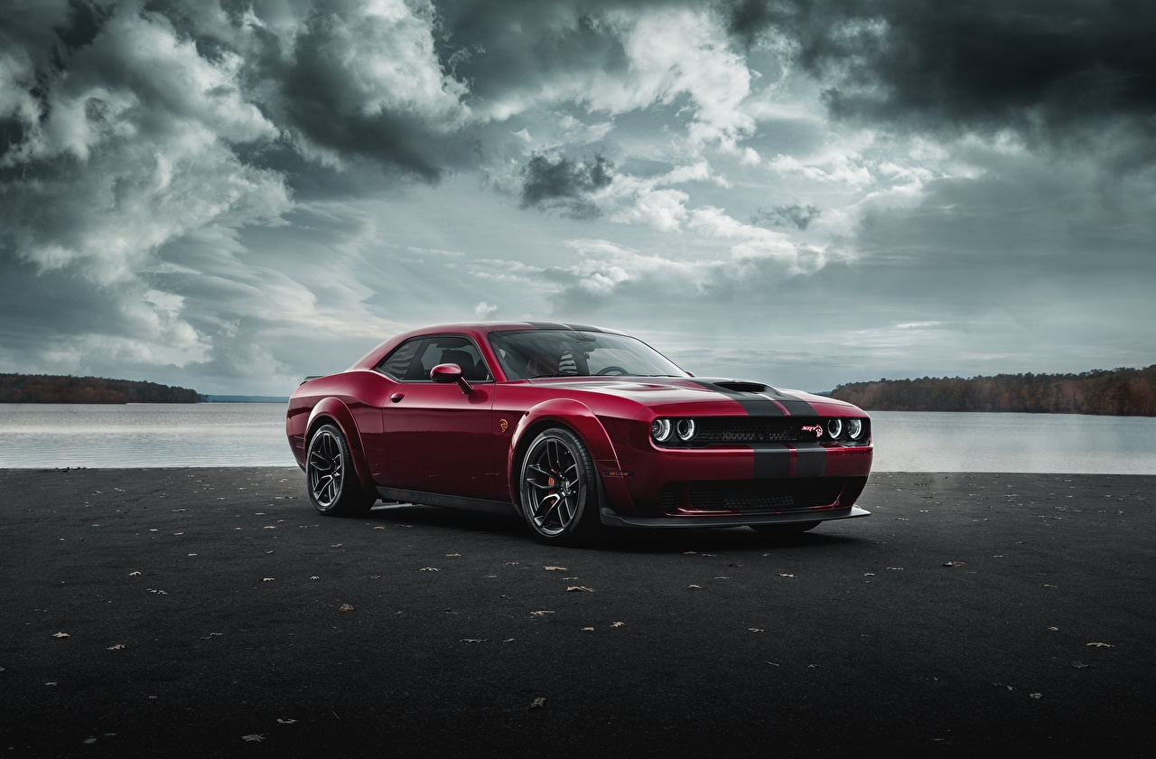 Wallpaper Dodge Challenger Hellcat SRT Widebody 2019 Red automobile