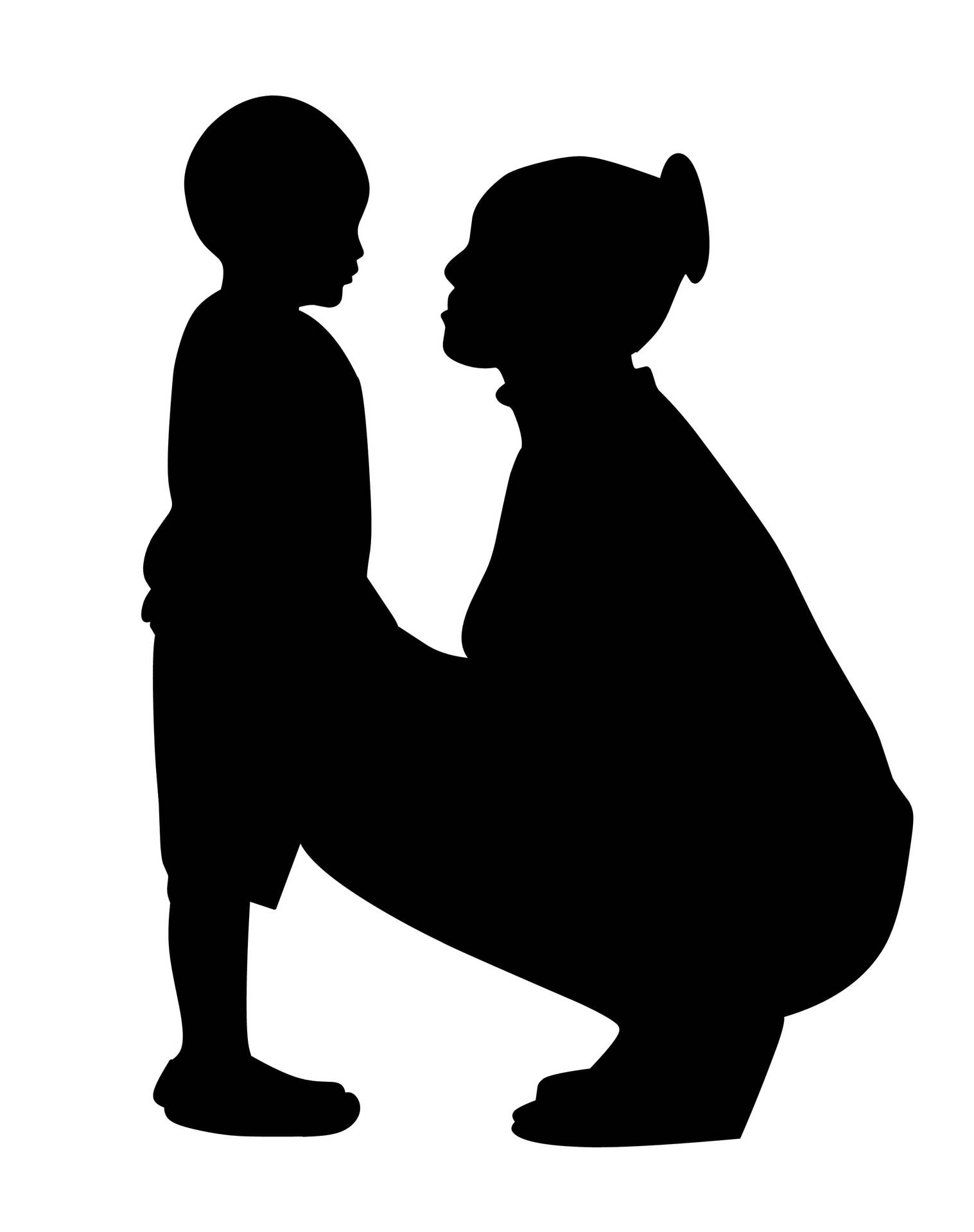 Download Mom and Son Silhouette Art Wallpaper