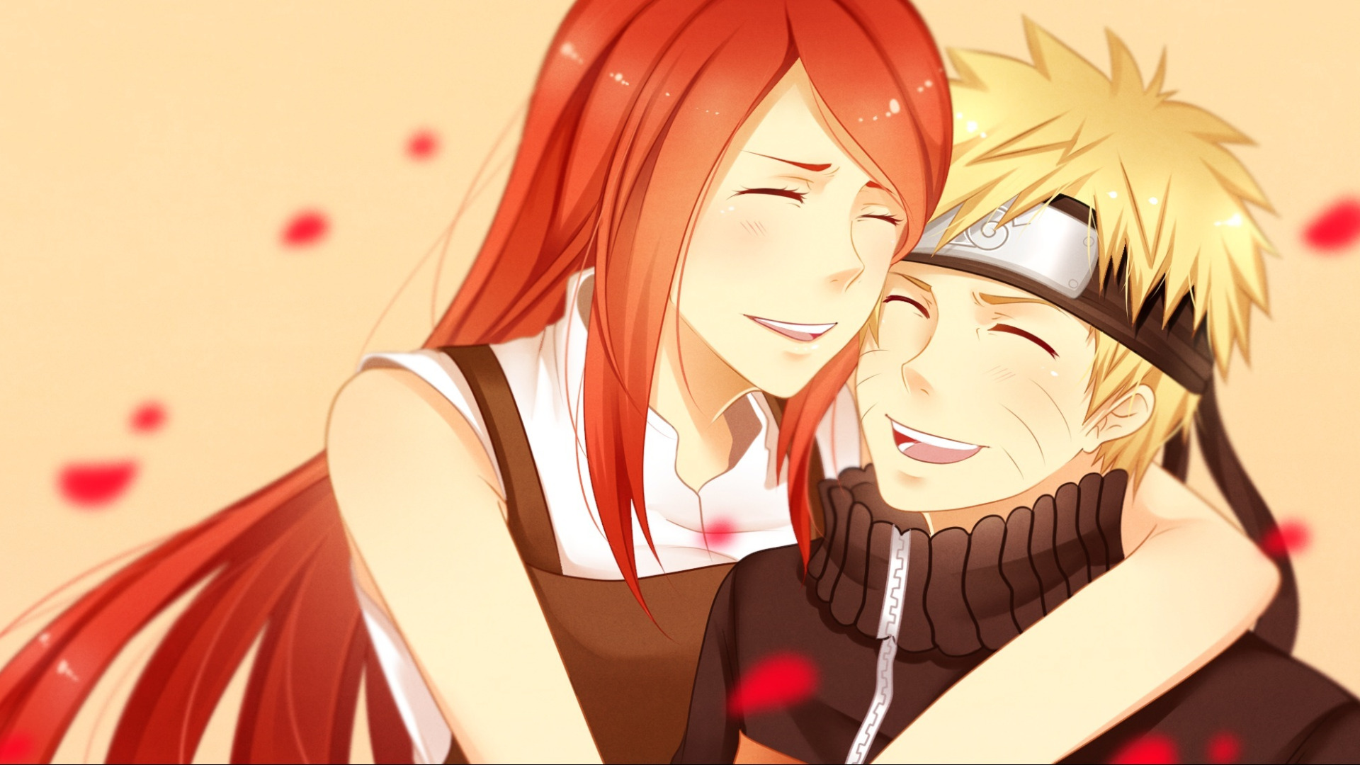Download wallpaper naruto, anime, art, happy, Kushina Uzumaki, Uzumaki Naruto, son, mother, section other in resolution 1920x1080