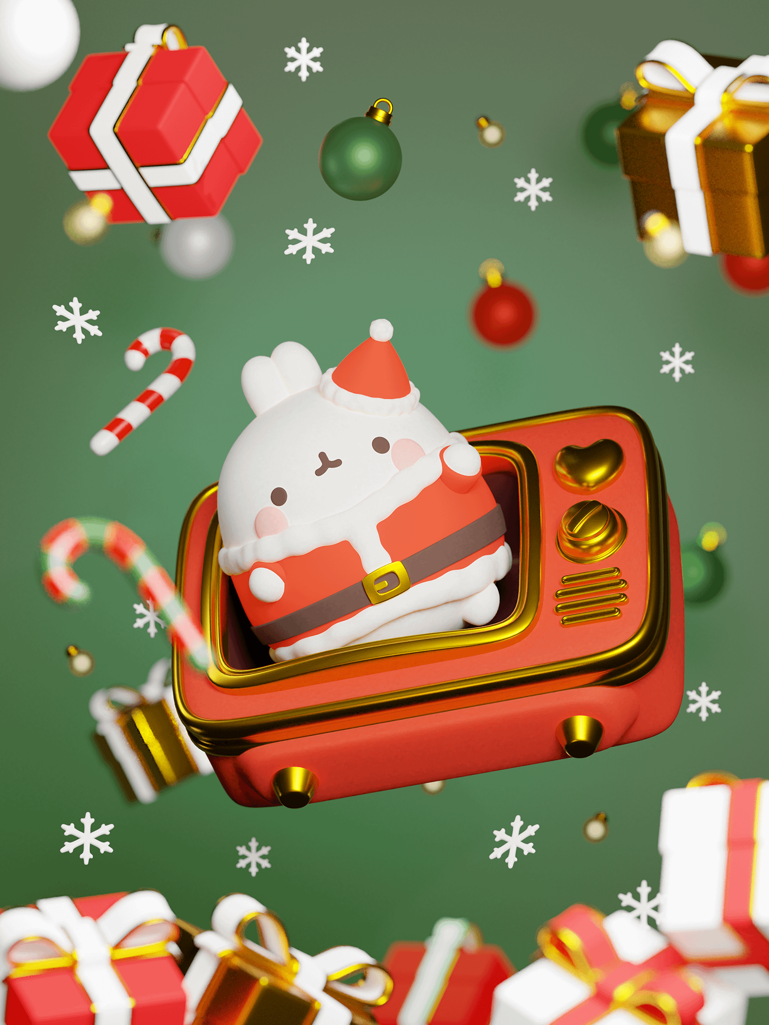 Christmas Molang Wallpaper 3D