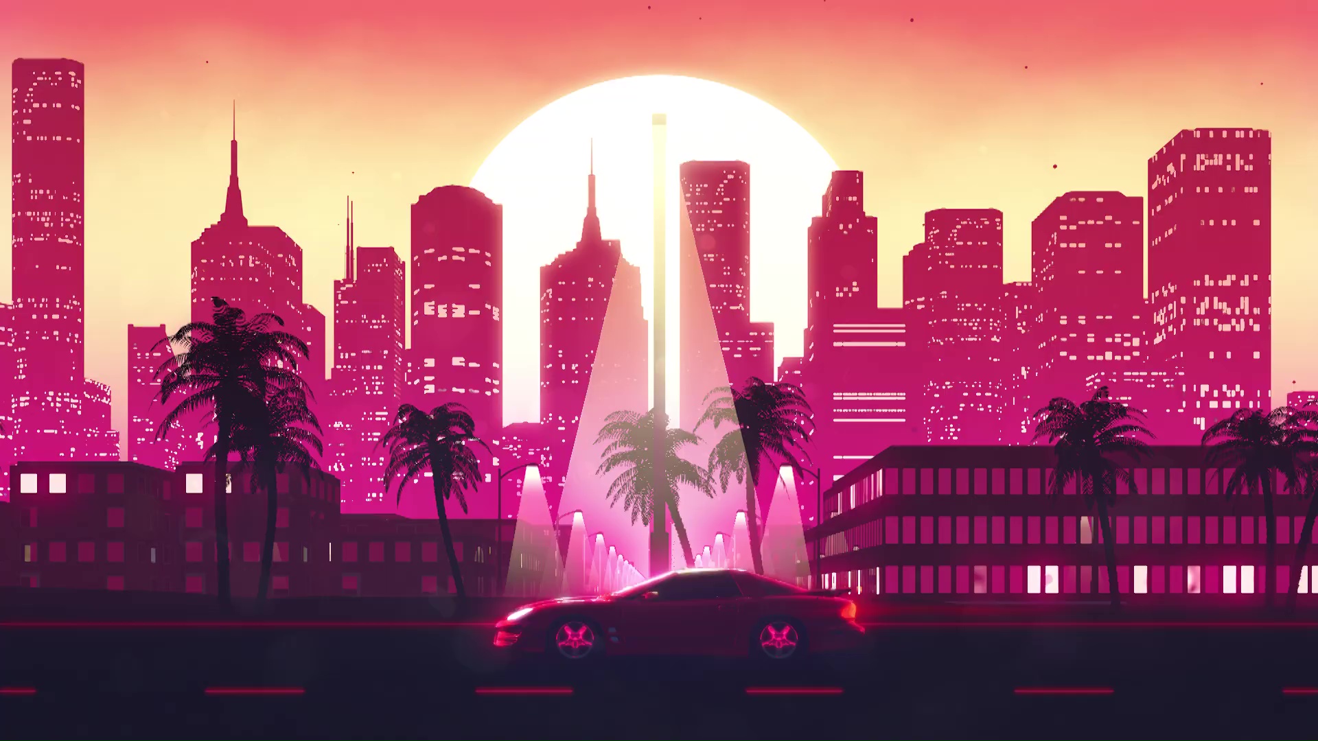 Sunset Drive Synthwave Live Wallpaper