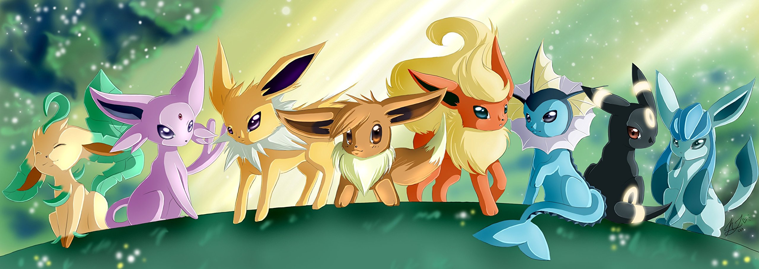 Athah Designs Anime Pokémon Vaporeon Jolteon Flareon Umbreon Leafeon Sylveon Glaceon Espeon Eevee Eeveelutions 13*19 inches Wall Poster Matte Finish, Amazon.in
