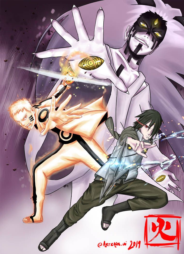 Naruto and Sasuke VS Momoshiki by TheArtKage. Naruto and sasuke, Sasuke vs, Naruto