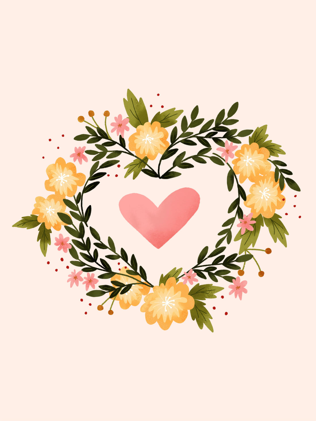 Heart wreath desktop, phone and tablet wallpaper