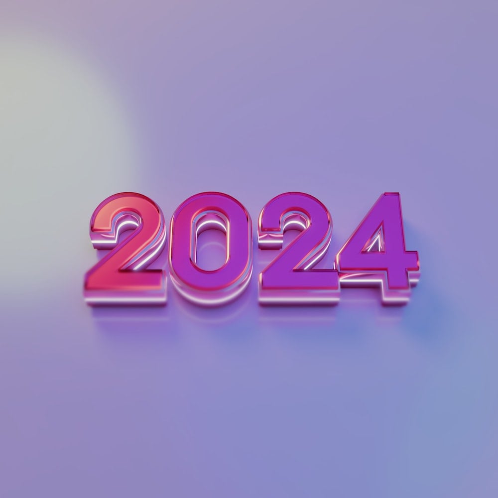 A purple and pink text that reads 2024 photo