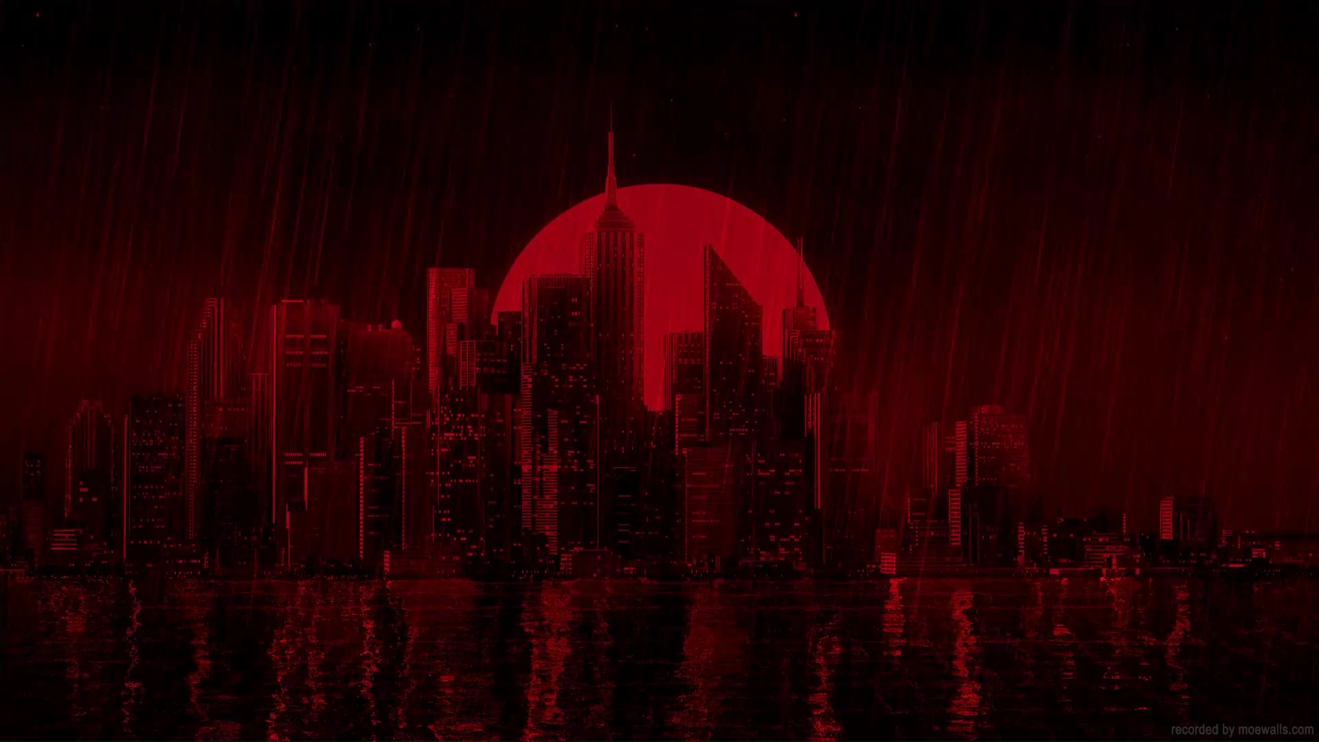 Red Night Rainy City Live Wallpaper
