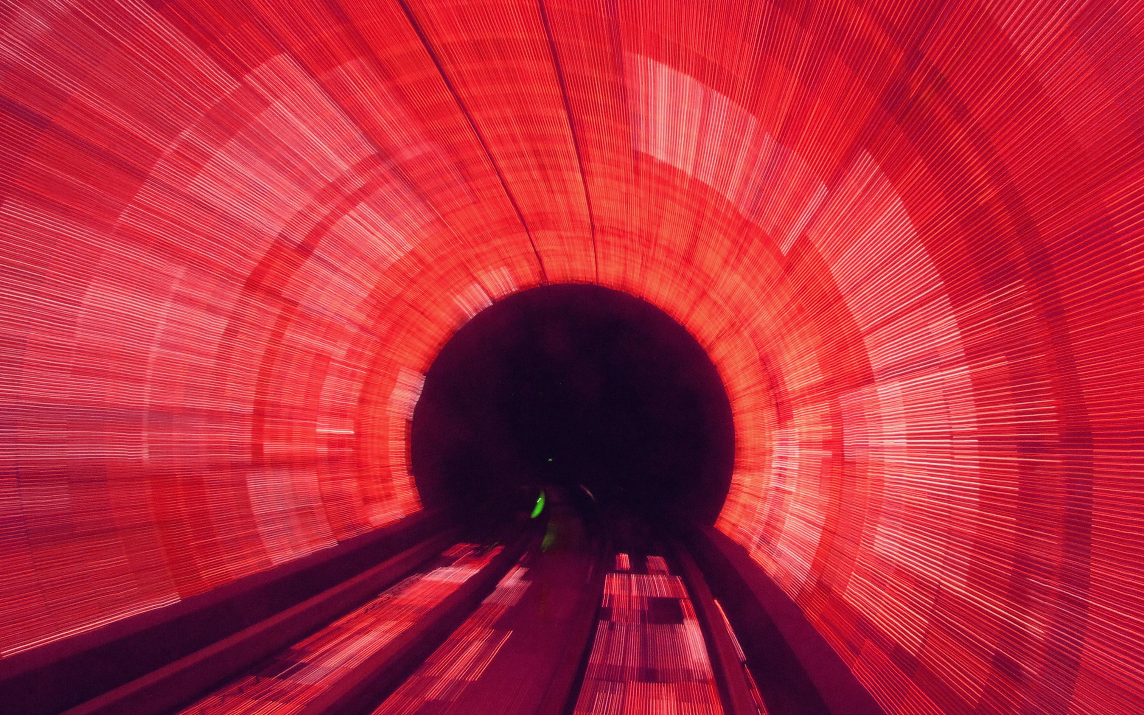 wallpaper for desktop, laptop. tunnel light red city drive car