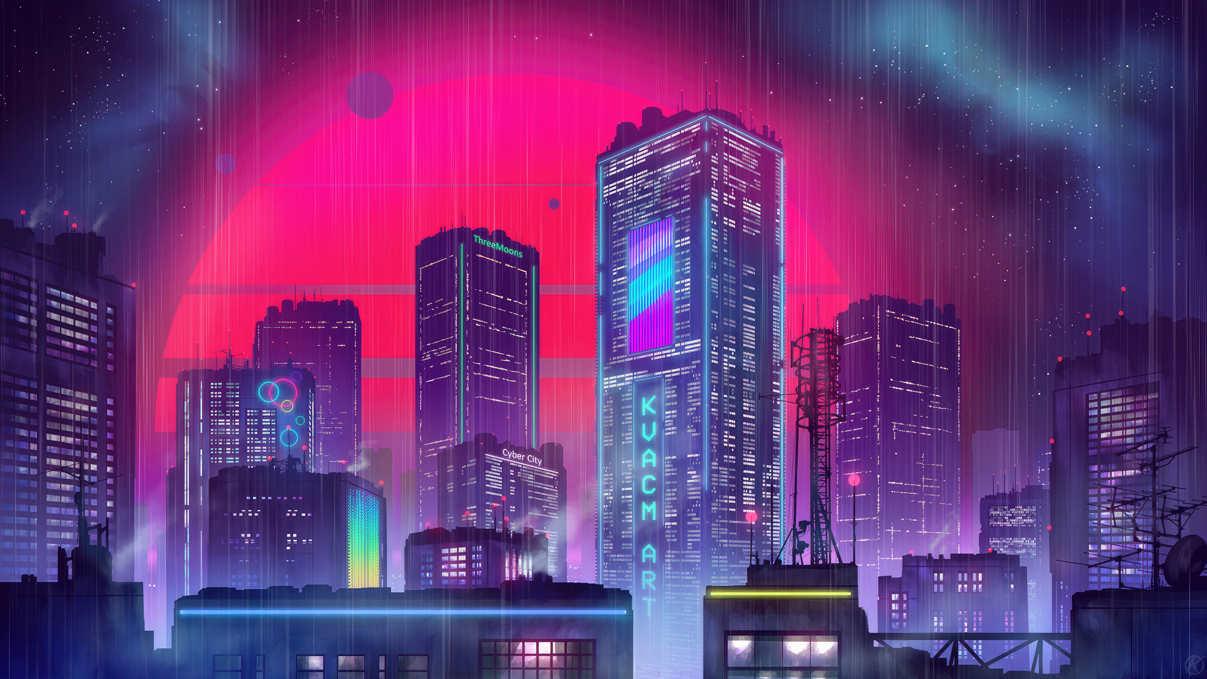 Download wallpaper 3840x2160 red moon, futuristic city, cityscape 4k wallpaper, uhd wallpaper, 16:9 widescreen 3840x2160 HD background, 29596
