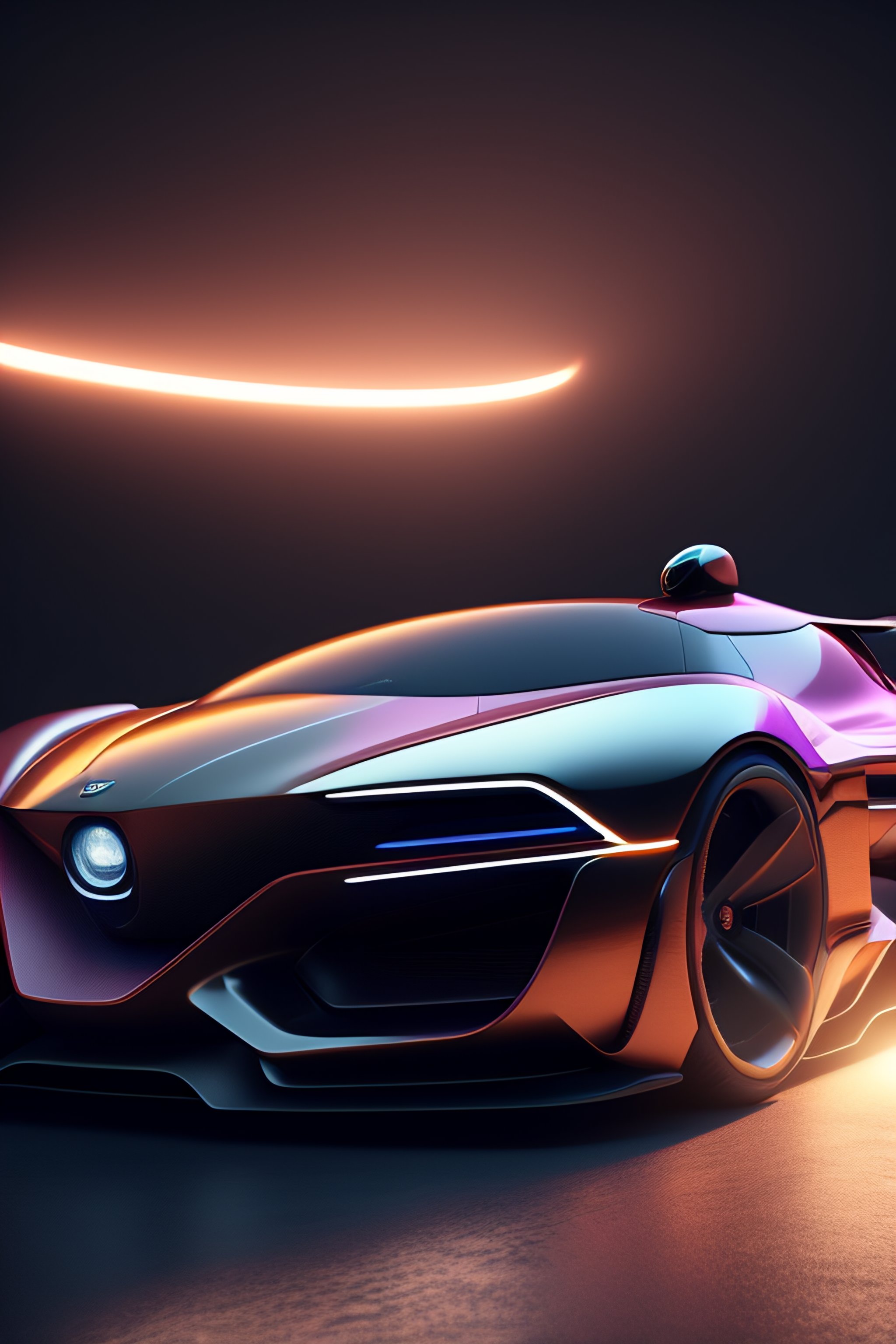 Futuristic car with no wheels that works thanks to a beam of light that goes straight through it, Octane render, 4K, photorealistic