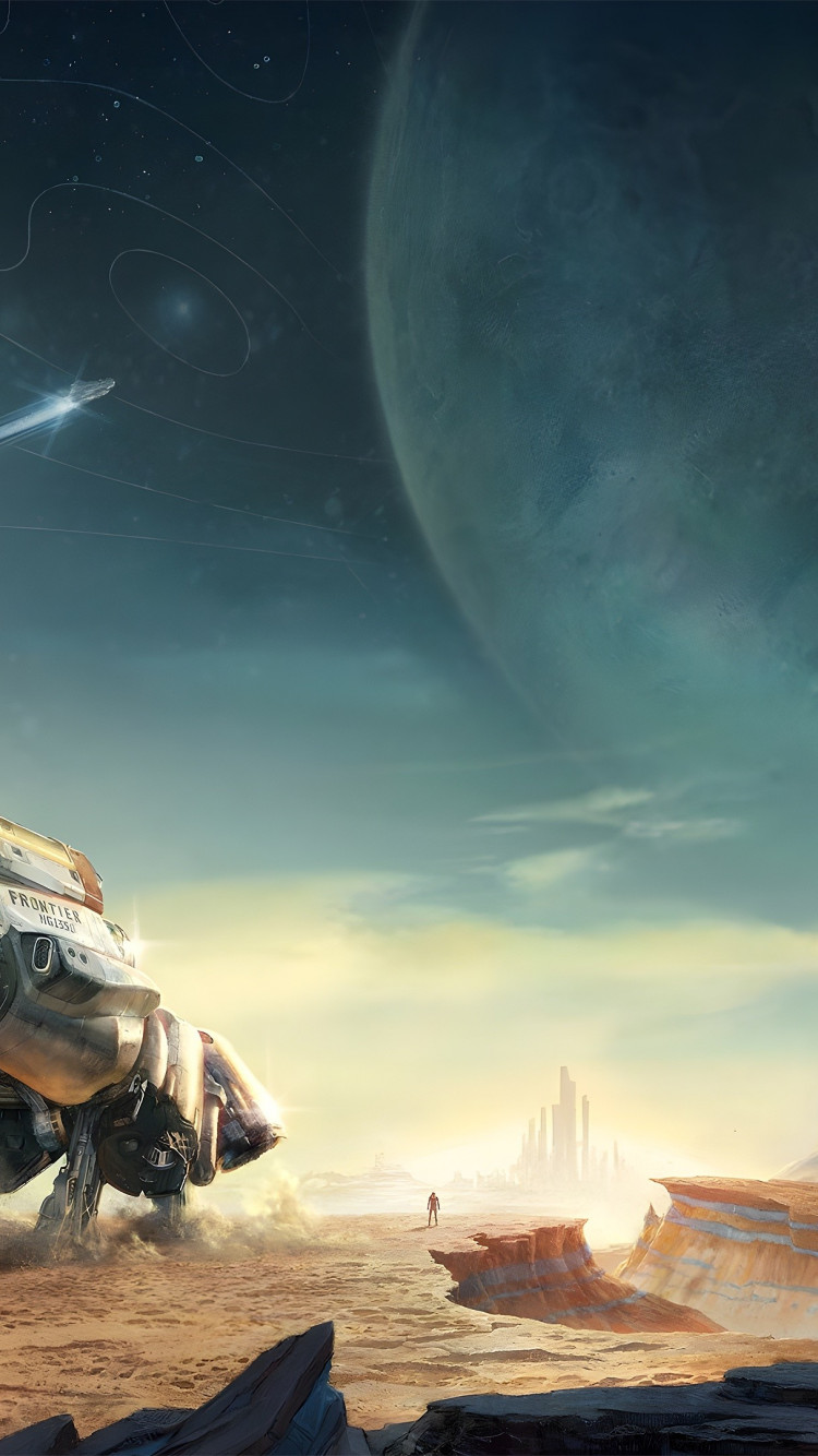 Download wallpaper: Spaceship in Starfield 750x1334