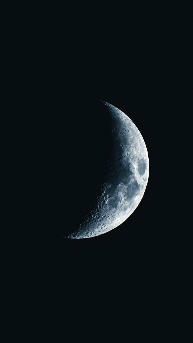 Crescent moon in a black sky. premium image / Luke Stackpoole. Moon photography, Moon painting, Moon