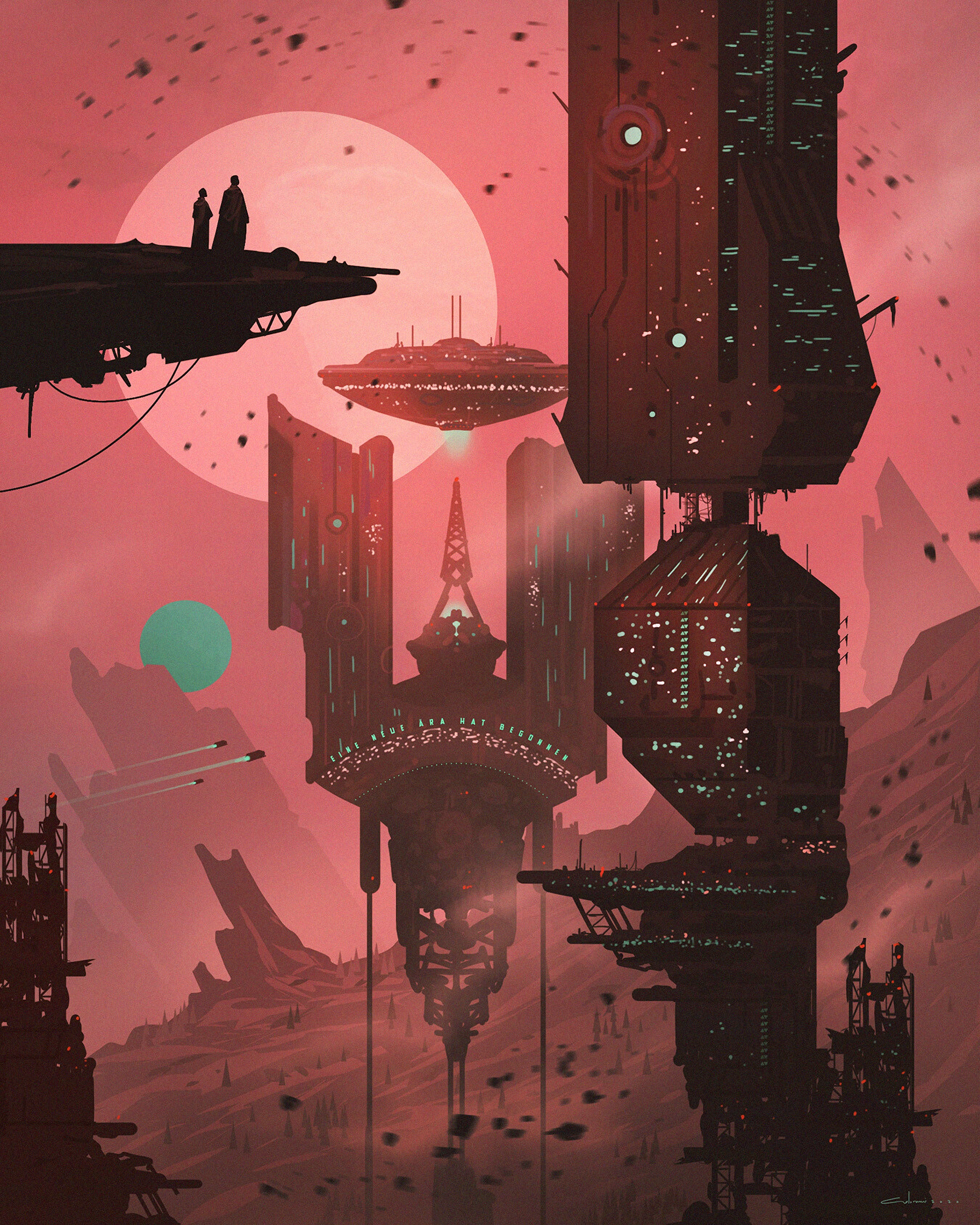 Mobile wallpaper: Wanderers, Station, Fantasy, Future, Art, Spaceship, 93617 download the picture for free
