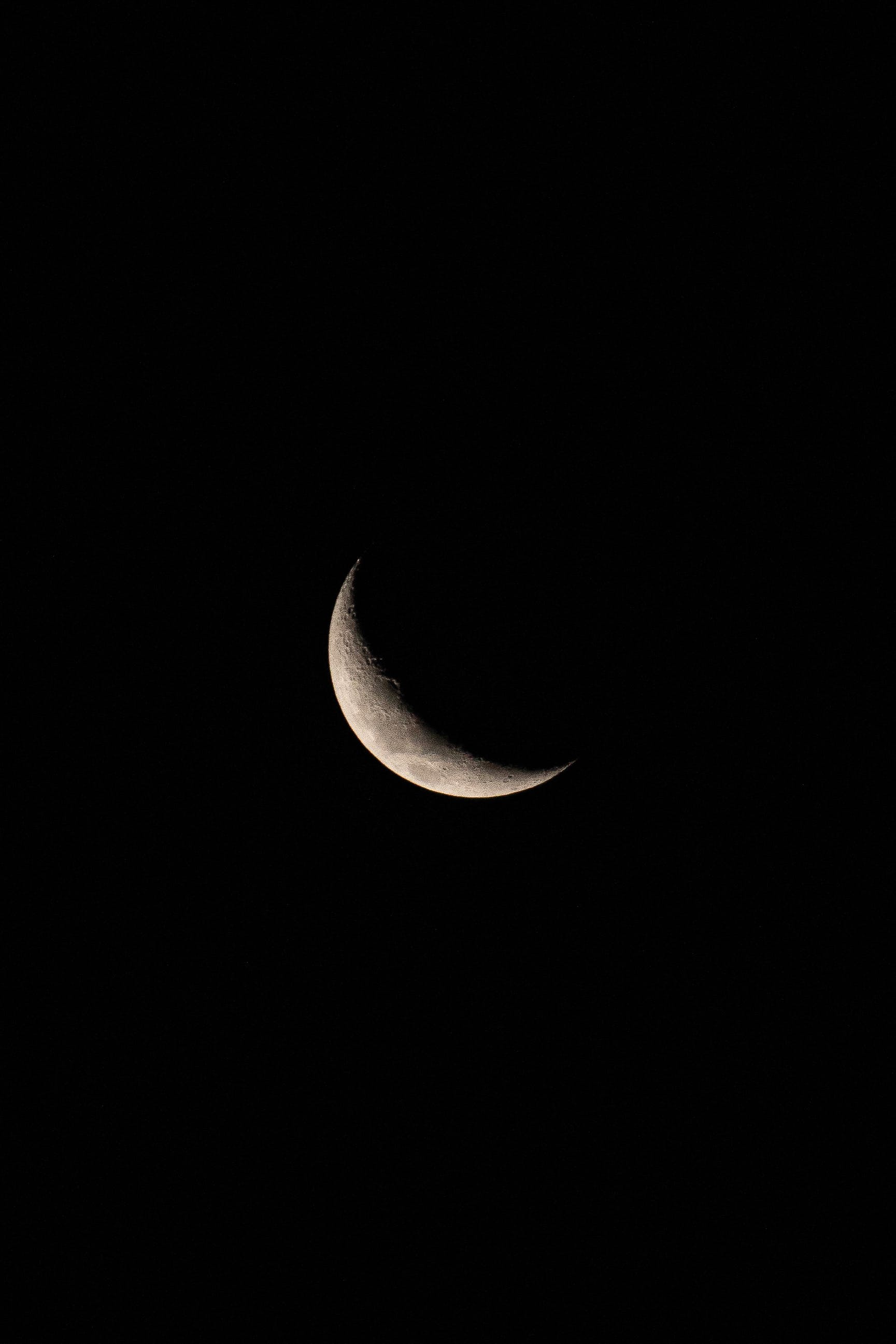 Crescent Moon on Black Background · Free
