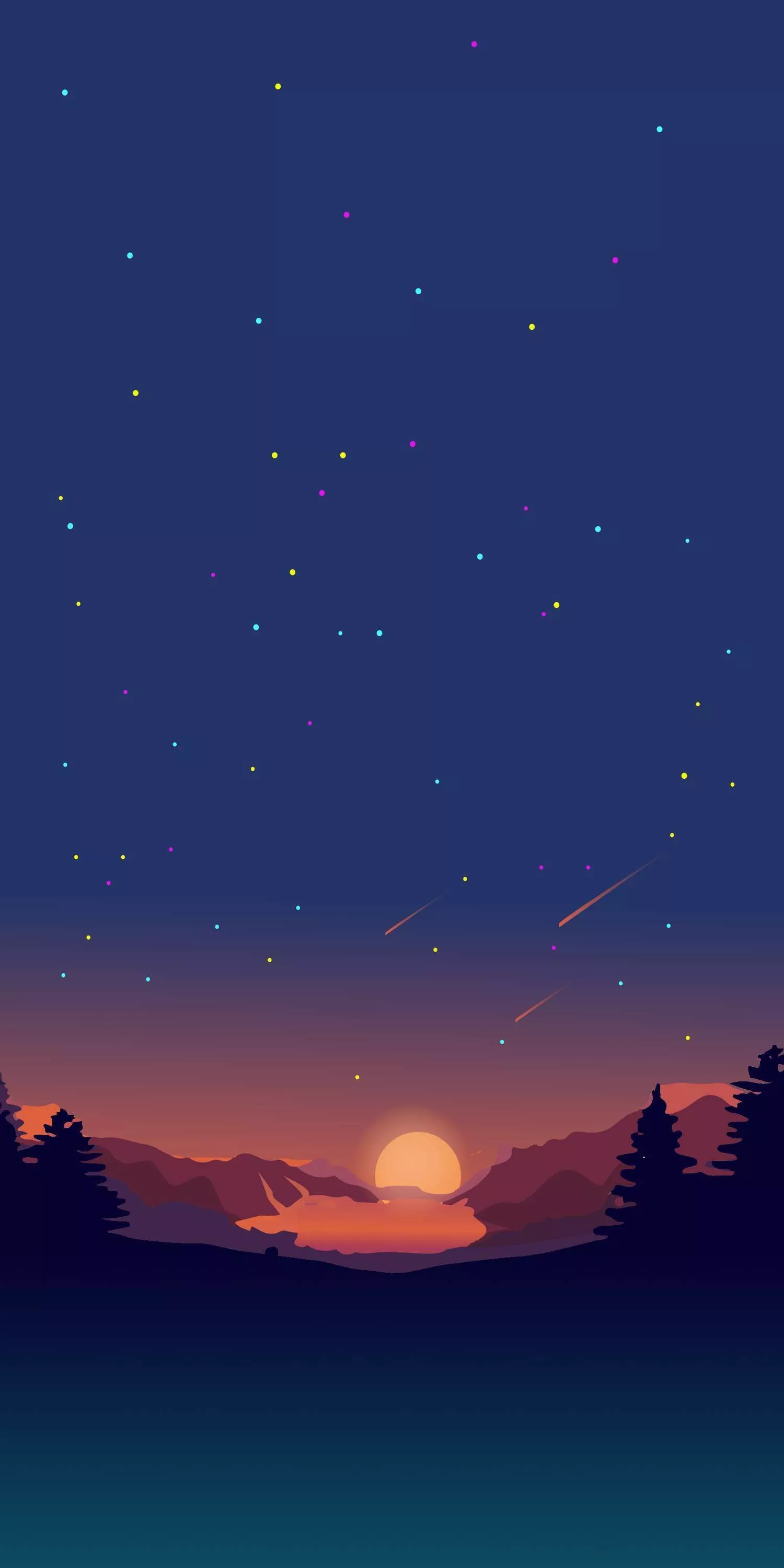 Sunset View Stars Minimal Nature iPhone