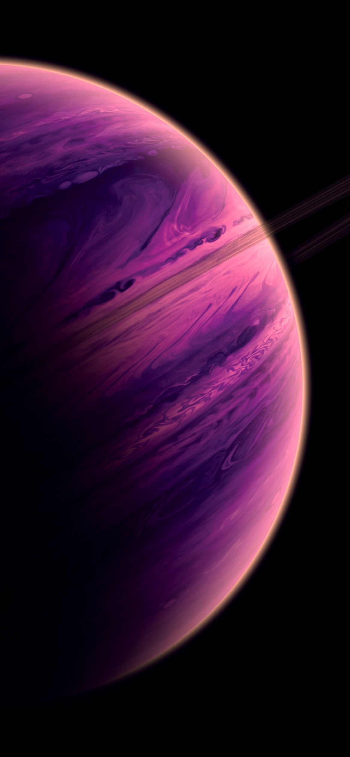 Purple Planet Wallpaper 4K, Dark background, Saturn