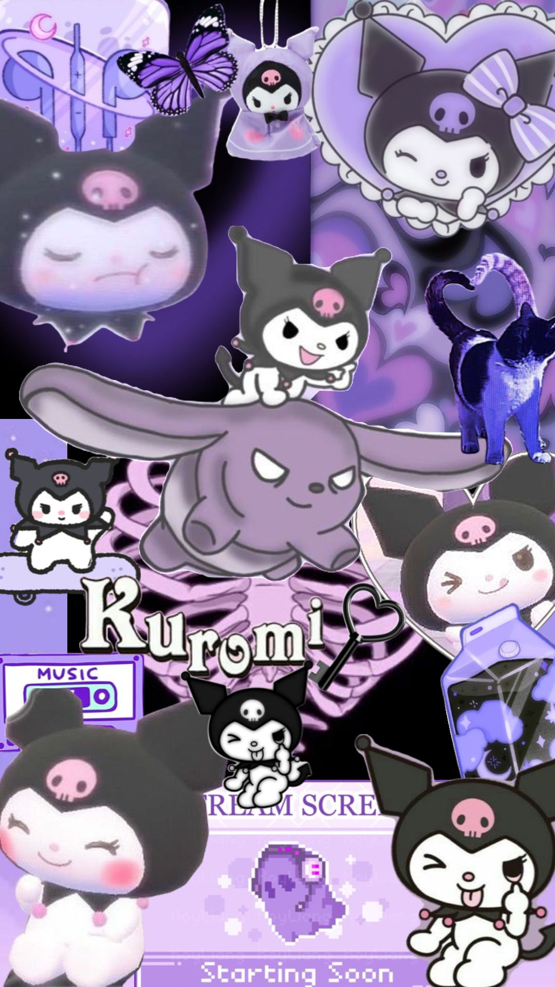 kuromi #sanrio #sanriocore #kuromiaesthetic #purple. Pink wallpaper cartoon, Hello kitty iphone wallpaper, iPhone wallpaper girly
