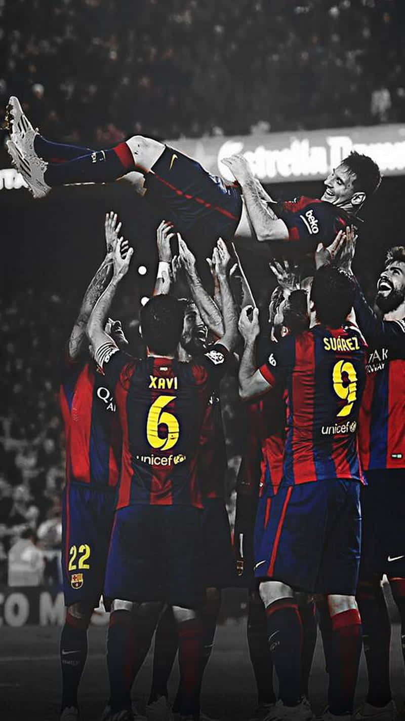 Download Barcelona's Superstars: Messi and Neymar Wallpaper