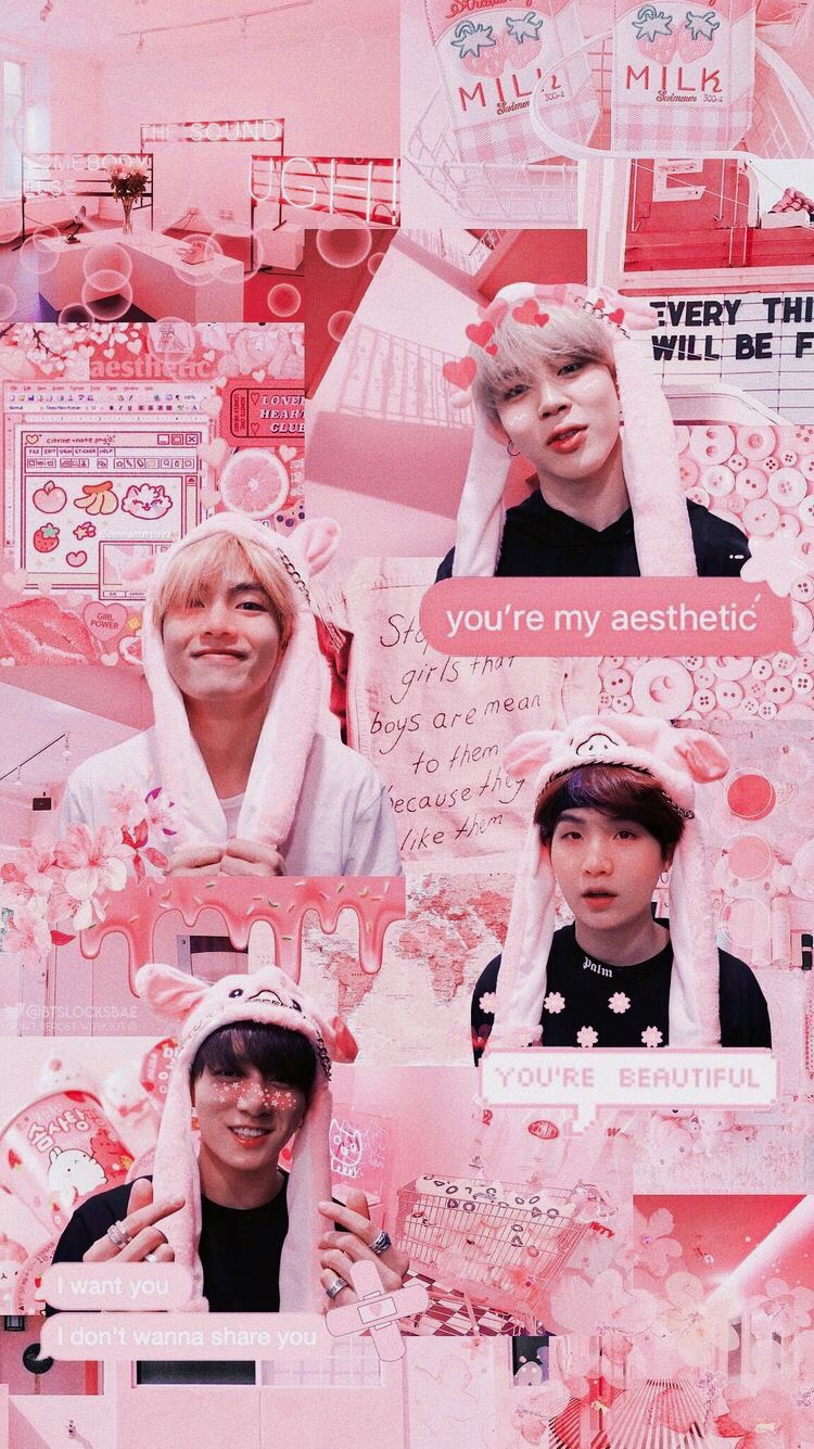 aesthetic #pink #wallpaper #collage #aestheticwallpaper #moodboard #pinkaesthetic #bts #kpop #btswallpaper #kpopw. Bts wallpaper, Bts background, Bts lockscreen