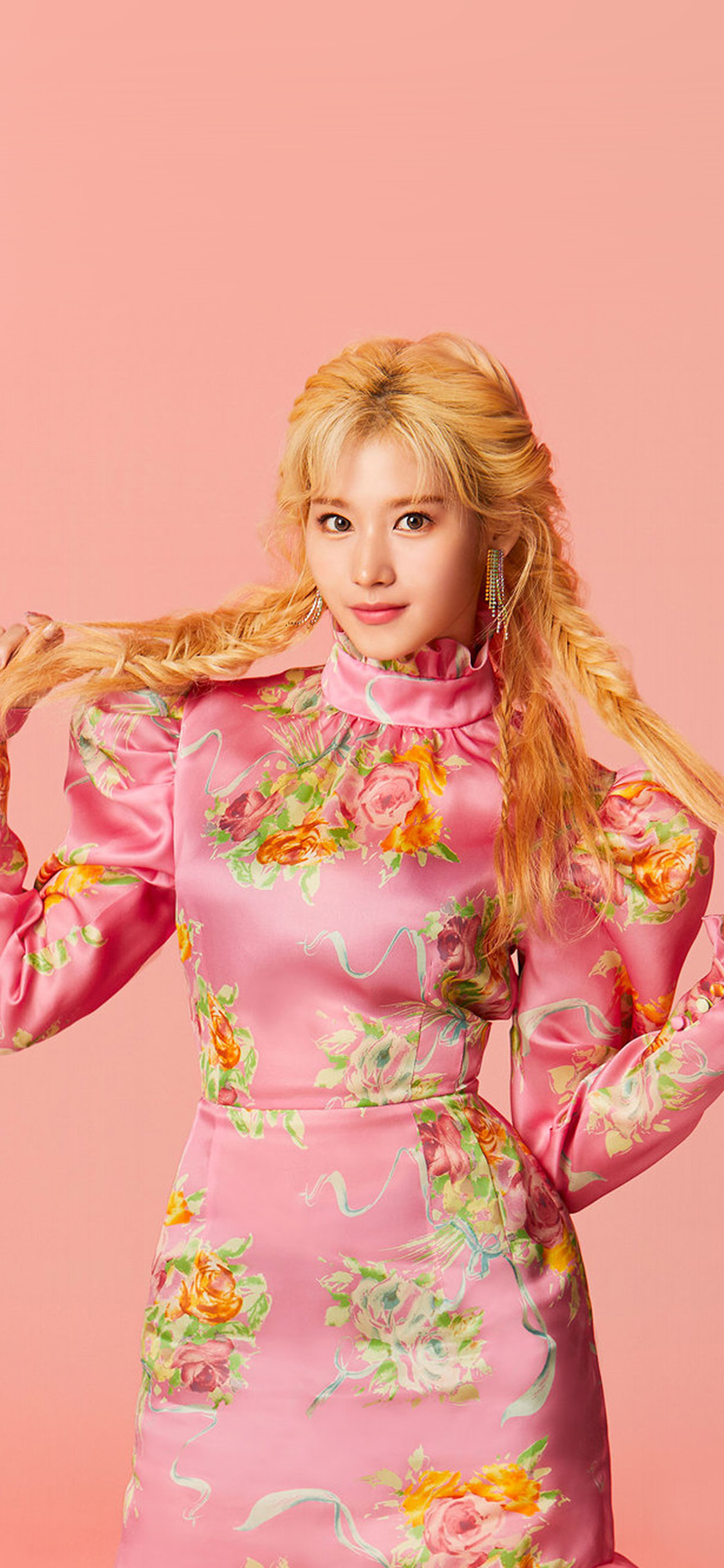 Twice Sana Girl Orange Pink Japanese Kpop Wallpaper