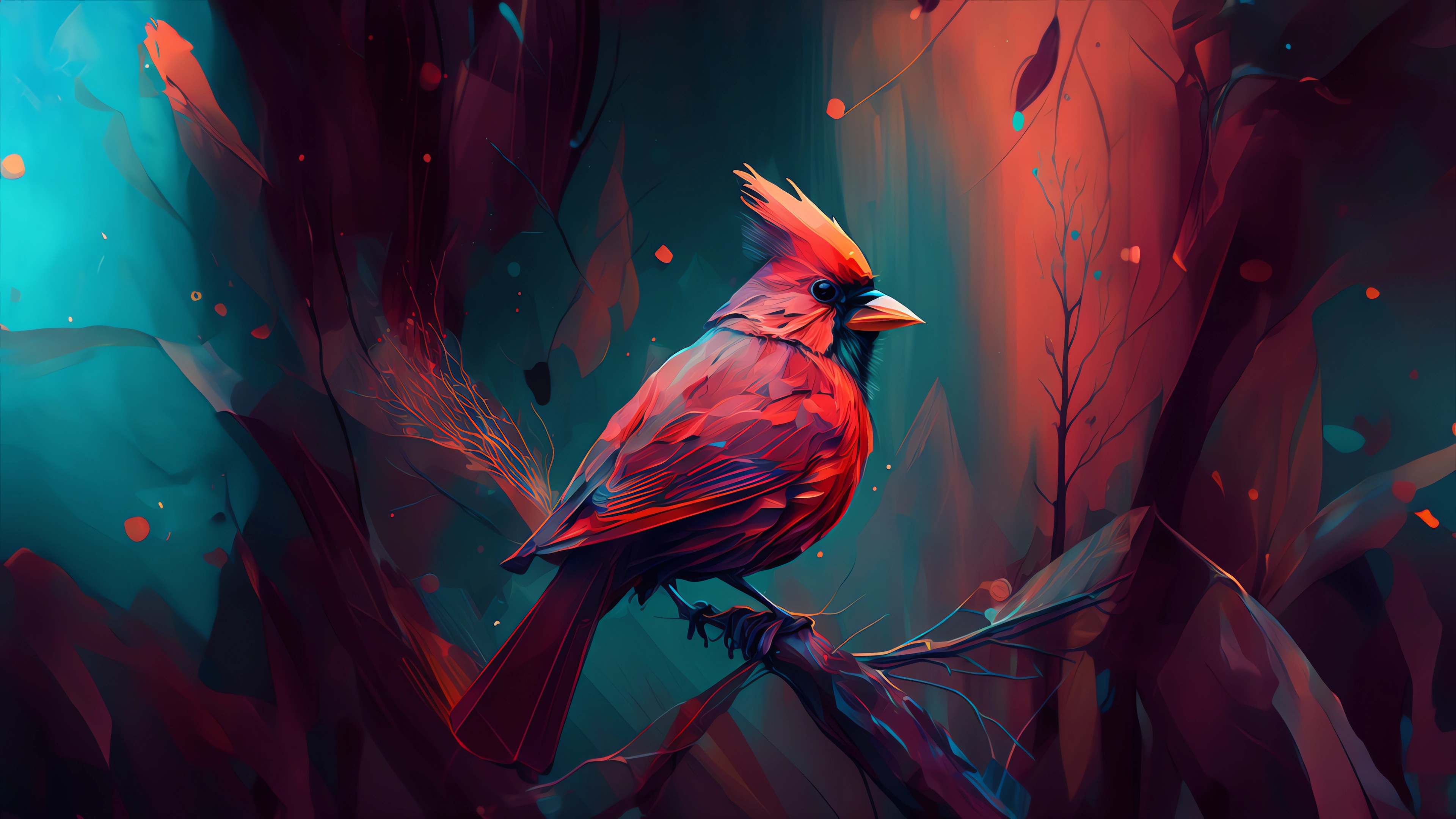 WALLPAPER 4K FOR DESKTOP BIRD ILLUSTRATION