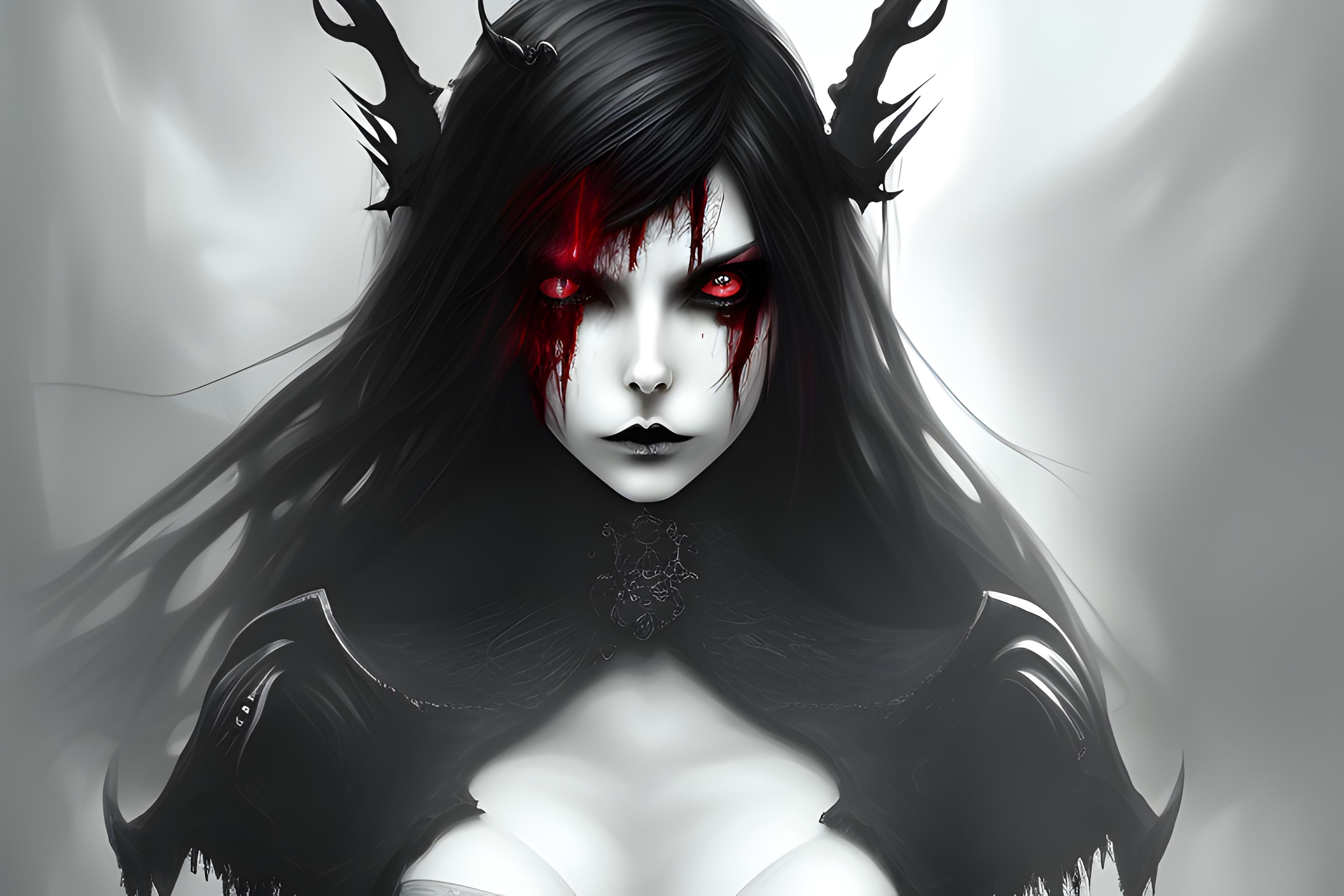 Dark, Gothic, Anime, Vampire, Black and White, Red accents, Epic, Throne, Bloody