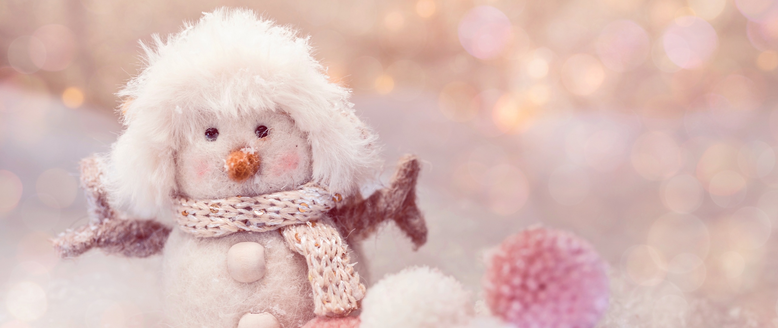 Snowman Wallpaper 4K, Cute doll, Plush toys, Winter