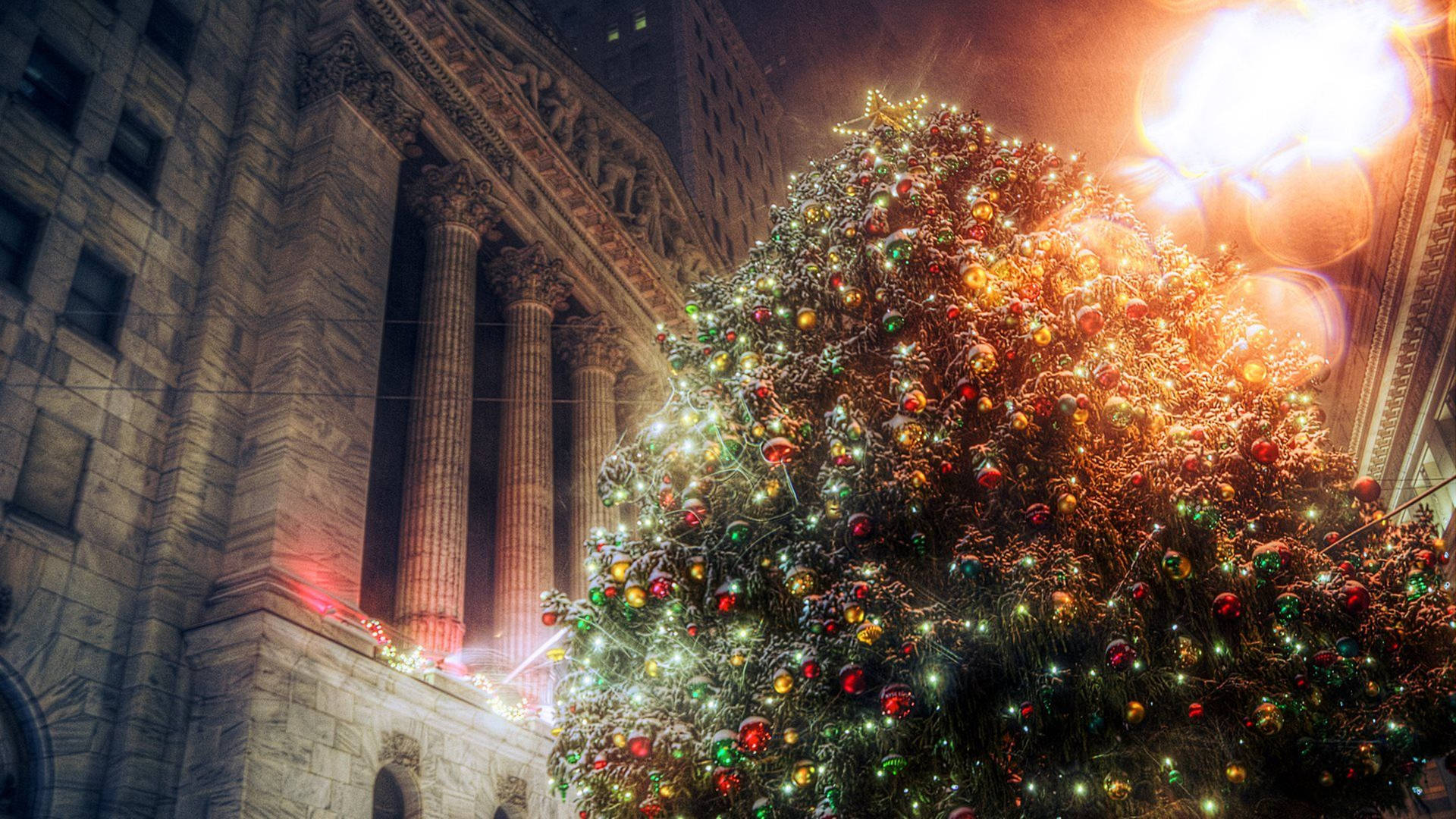 Download New York Stock Exchange 4K Ultra HD Christmas Tree Wallpaper