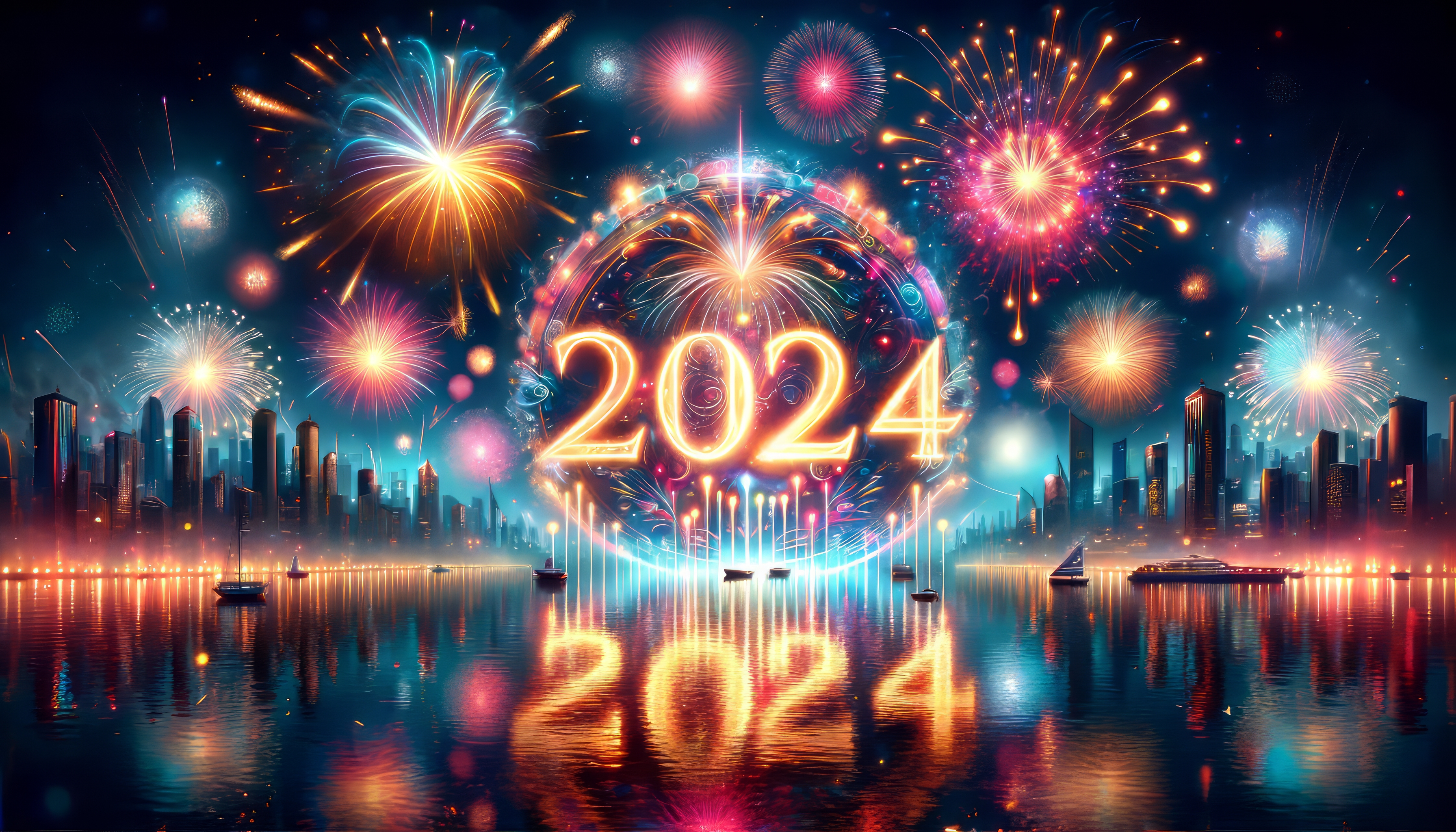 2024 Fireworks Celebration HD Wallpaper