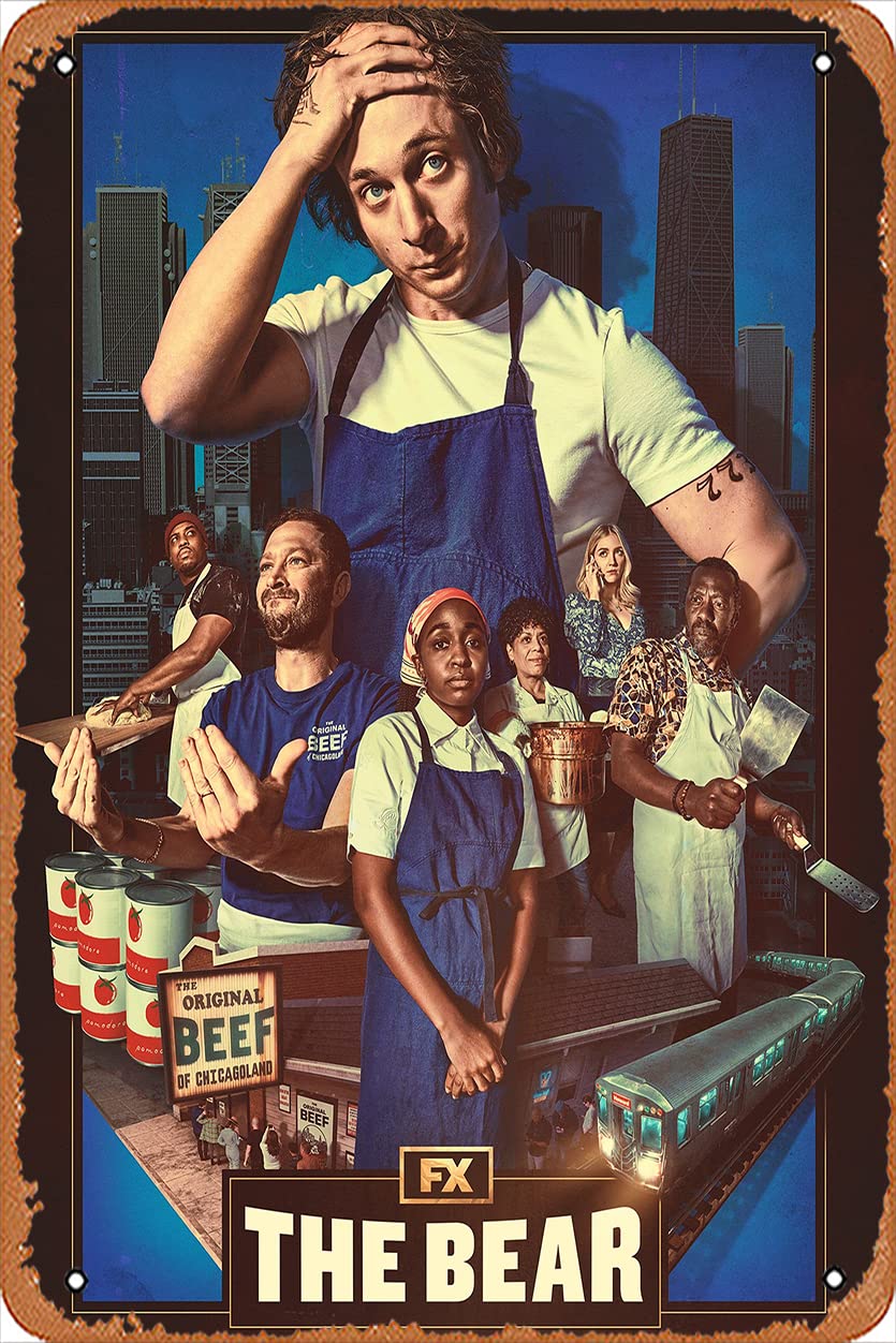 Muecddoa The Bear (Jeremy Allen White, Carmen Berzatto) TV Poster Tin Sign Film Movie Cinema Theater Vintage Metal Tin Sign for Home Bar Pub Garage Decor Gifts 8x12 Inches