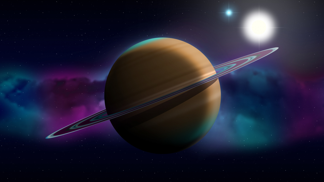 Saturn planet space digital art wallpaper background