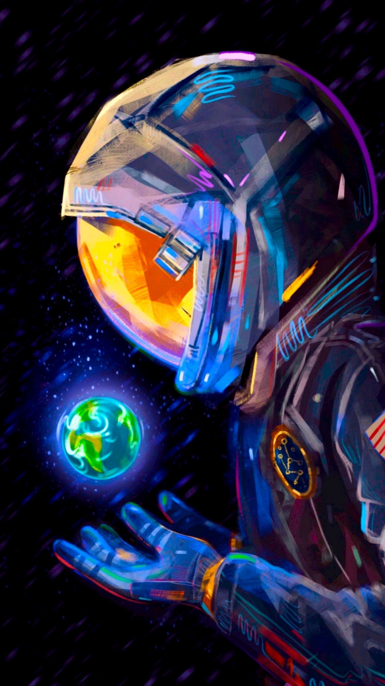 Download wallpaper 1350x2400 astronaut, spacesuit, earth, planet, art iphone 8+/7+/6s+/for parallax HD background