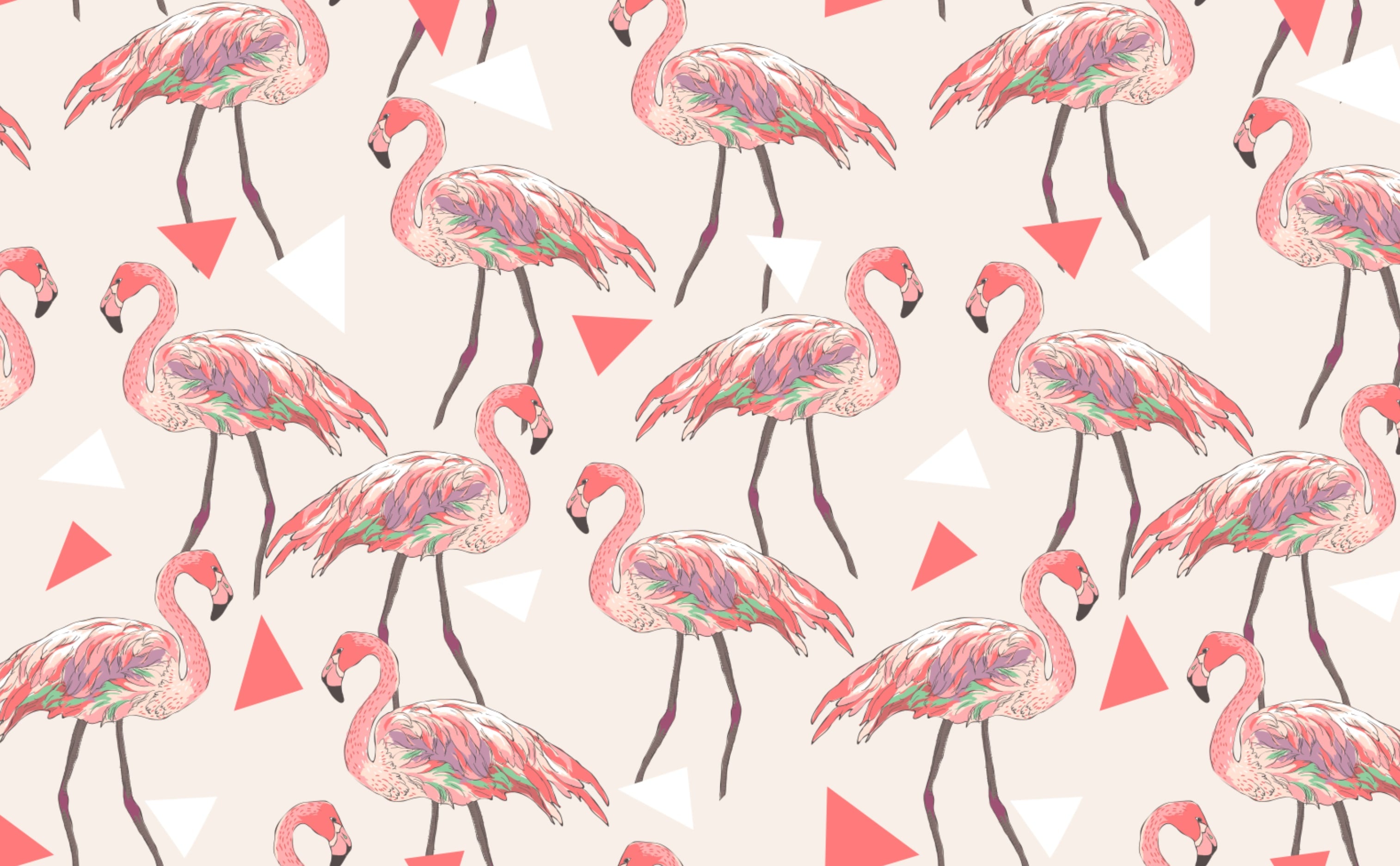 Flamingos & Triangles Wallpaper