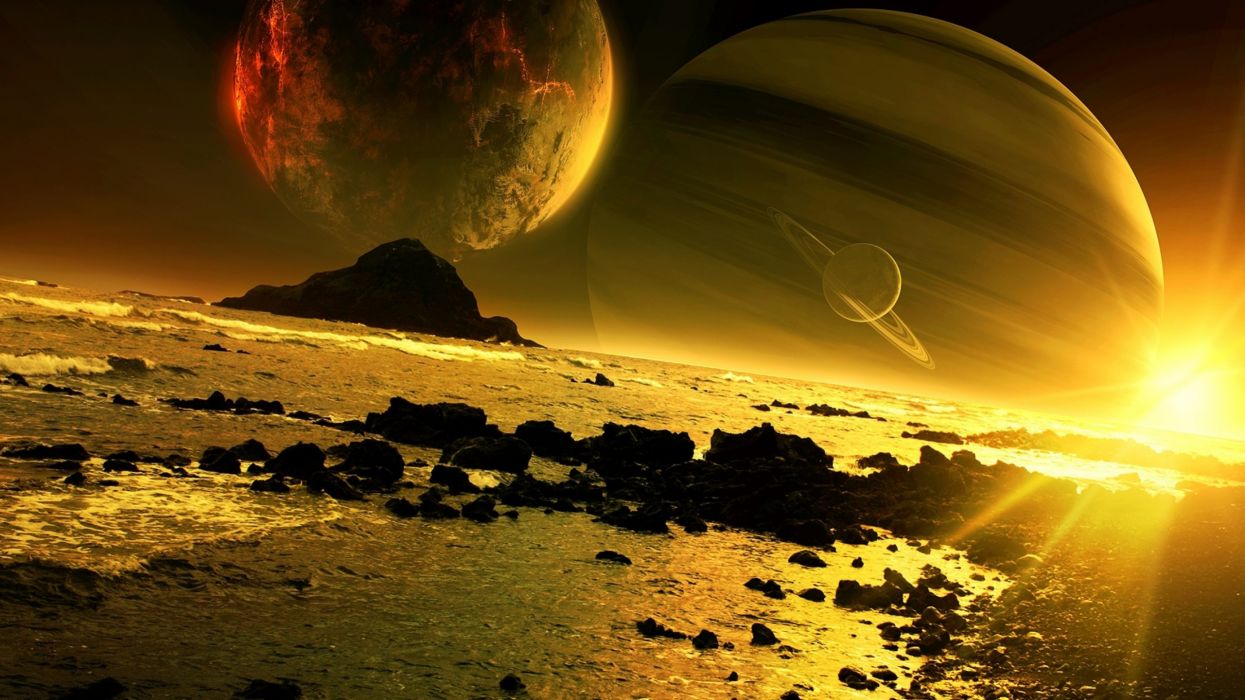 Planetscape Sci Fi Planet Landscape Space Art Artwork Wallpaperx1440