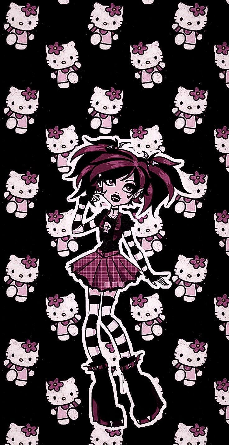 wallpaper. Goth wallpaper, Emo wallpaper, Hello kitty iphone wallpaper in 202. Goth wallpaper, Hello kitty iphone wallpaper, Emo wallpaper