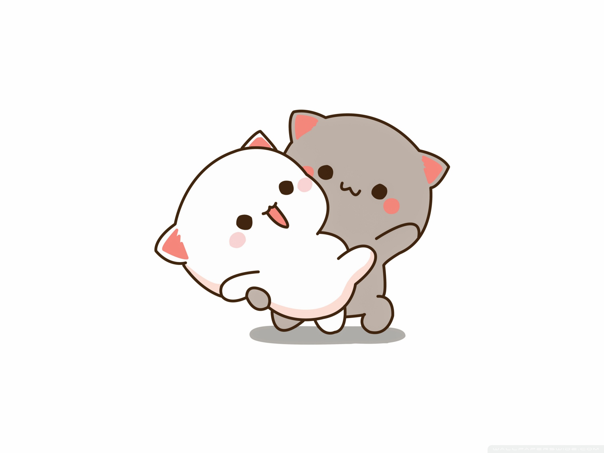 Peach and Goma Cats Kawaii cute Ultra HD Desktop Background Wallpaper for: Widescreen & UltraWide Desktop & Laptop, Multi Display, Dual Monitor, Tablet