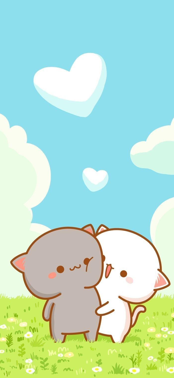 Peach And Goma Wallpaper A28. Cute cartoon wallpaper, Cute drawings, Cat hug