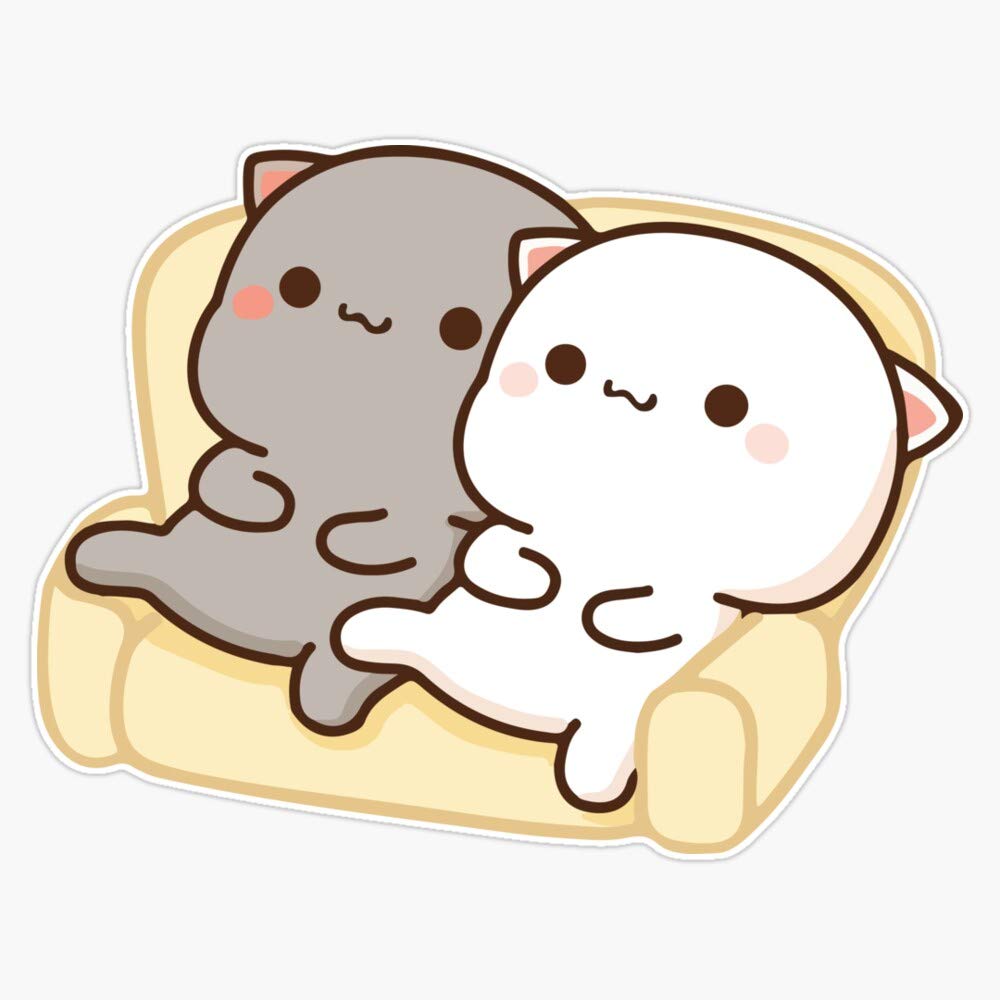 Peach And Goma Mochi Cat Couch Potato Sticker Decal Vinyl Bumper Sticker Decal Waterproof 5