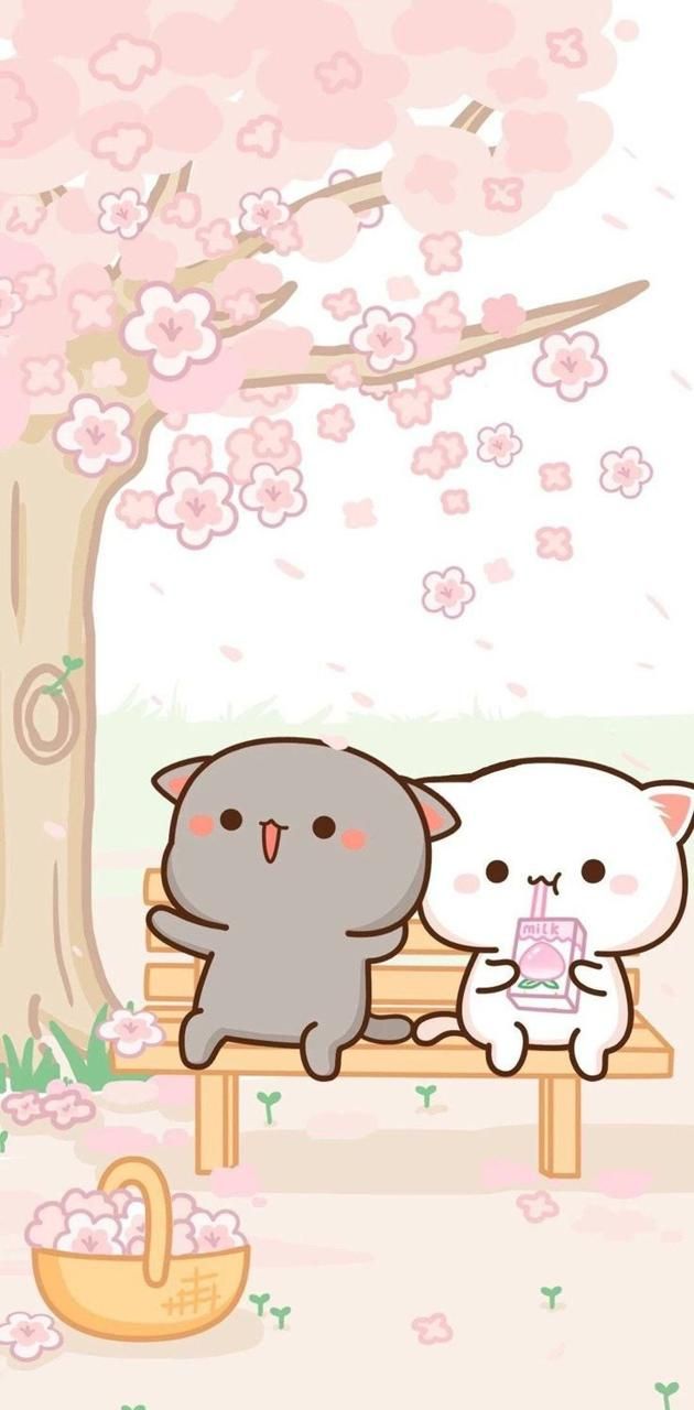 Kawaii cat wallpaper by Ch0uka. iPhone wallpaper kawaii, Kawaii wallpaper, Cute anime cat