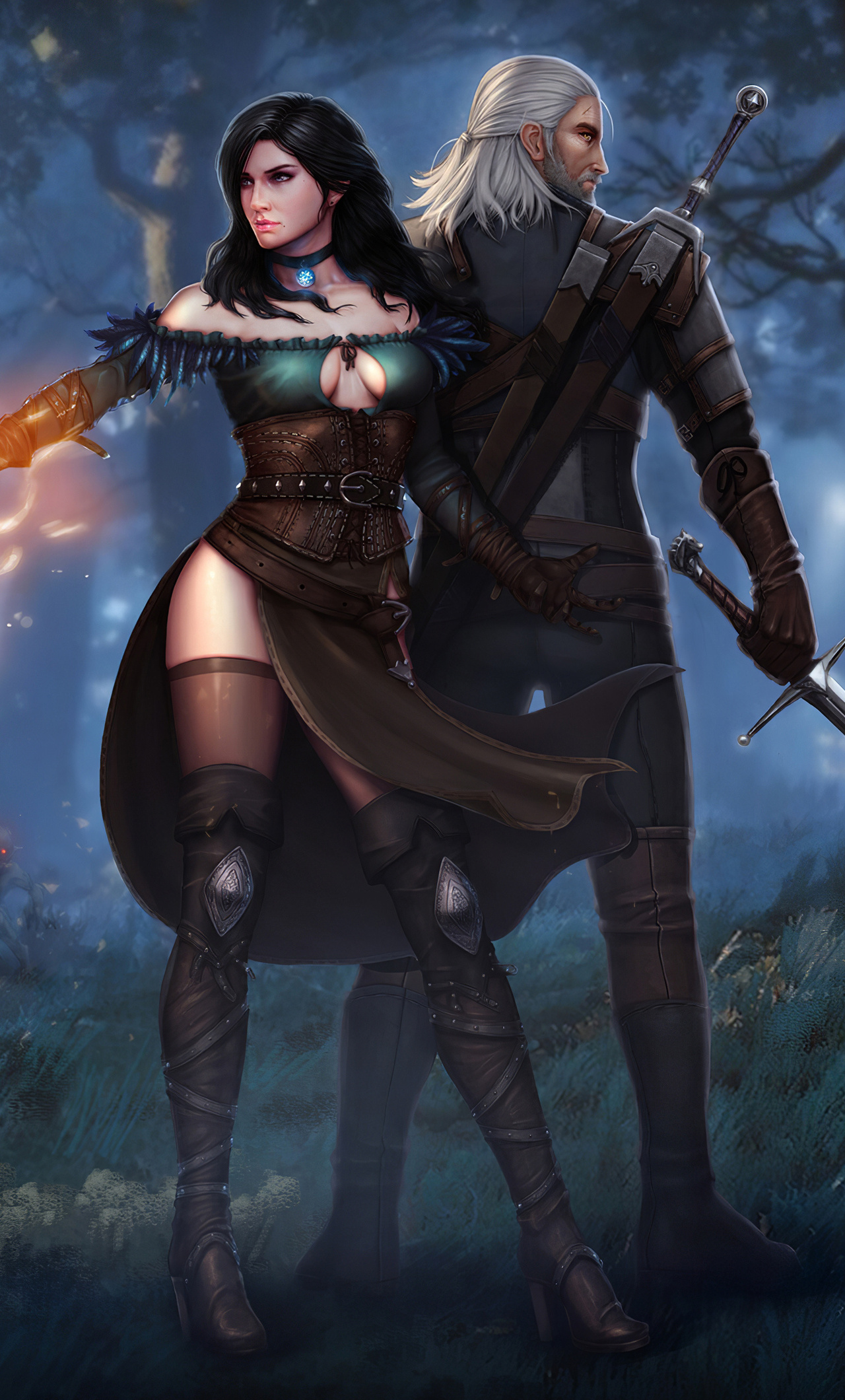 Wild Hunt Geralt Yen And Ciri 4k iPhone