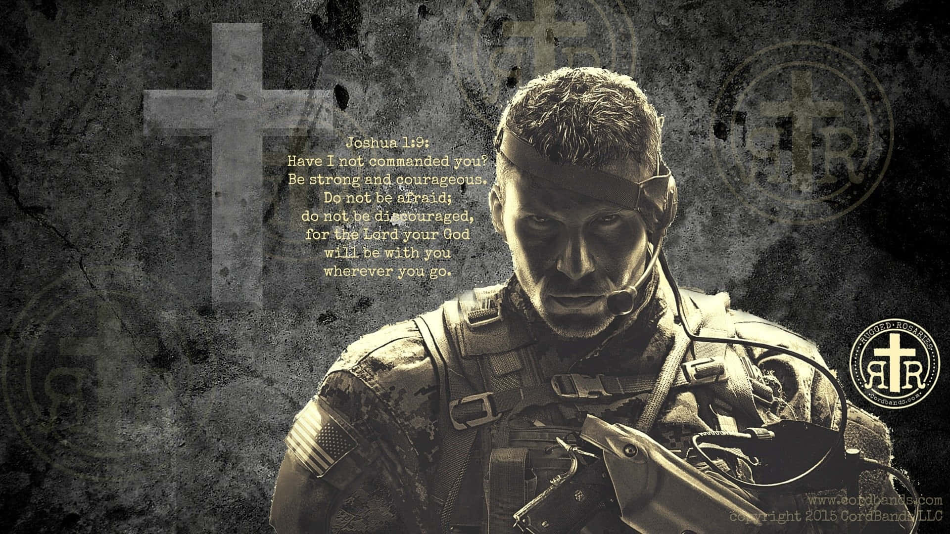 Download A Soldier With A Cross And A Gun Wallpaper