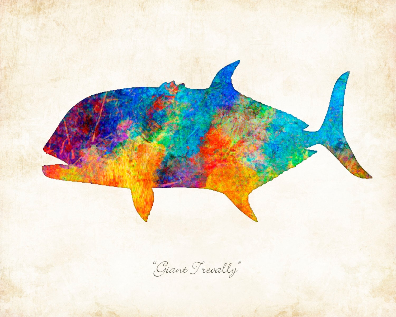 Giant Trevally Fish Watercolor Art Print Signed