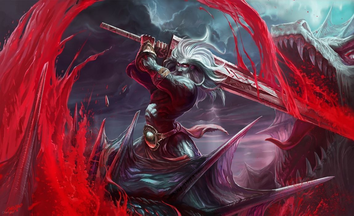 Battle Warrior Men Sword Blood Fantasy wallpaperx1200