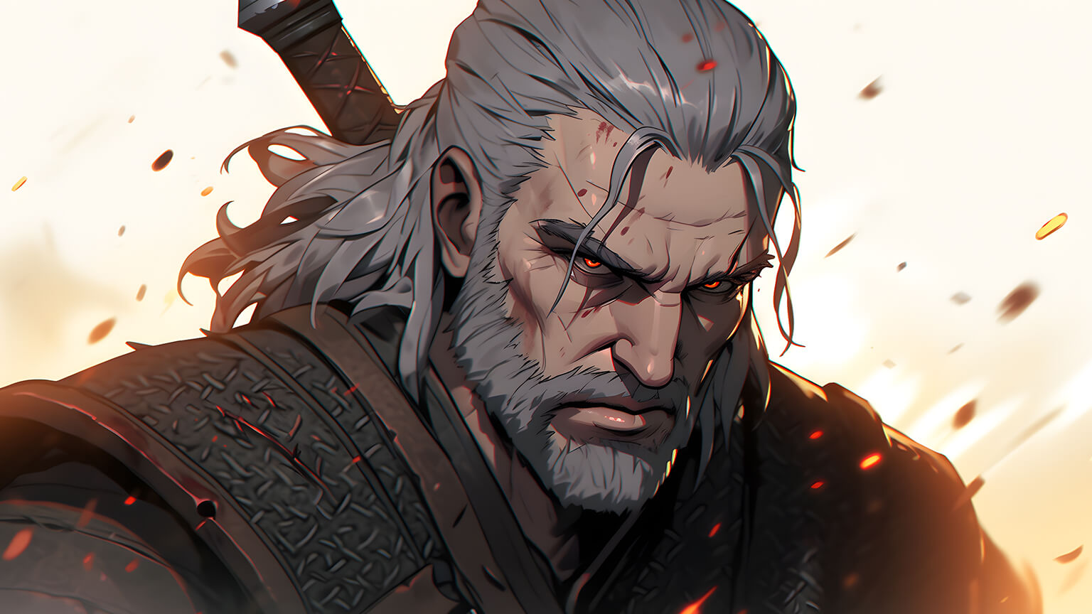 Old Witcher Geralt Desktop Wallpaper
