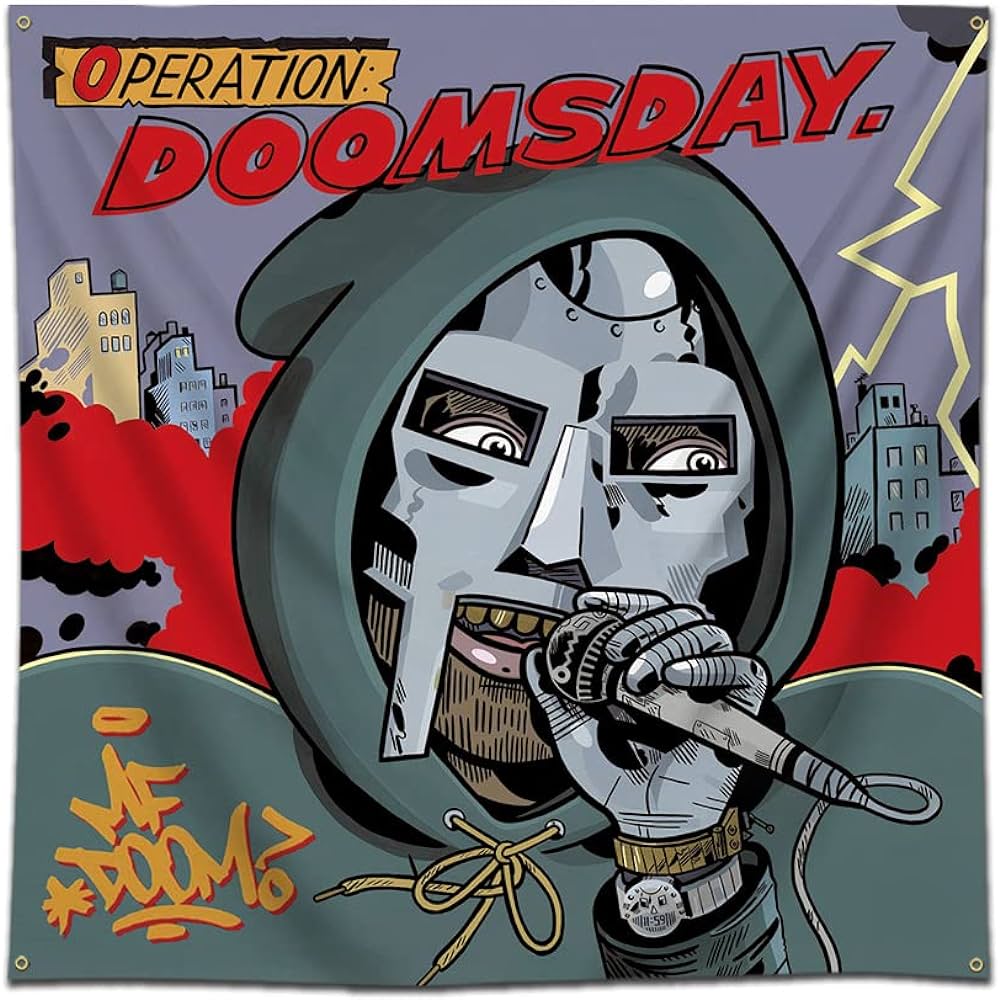 Arbinger Operation Doomsday Tapestry Flag MF Doom Art Music Album Poster Wall Hanging Tapestry 4x4ft Bedroom Background Decoration, Home & Kitchen