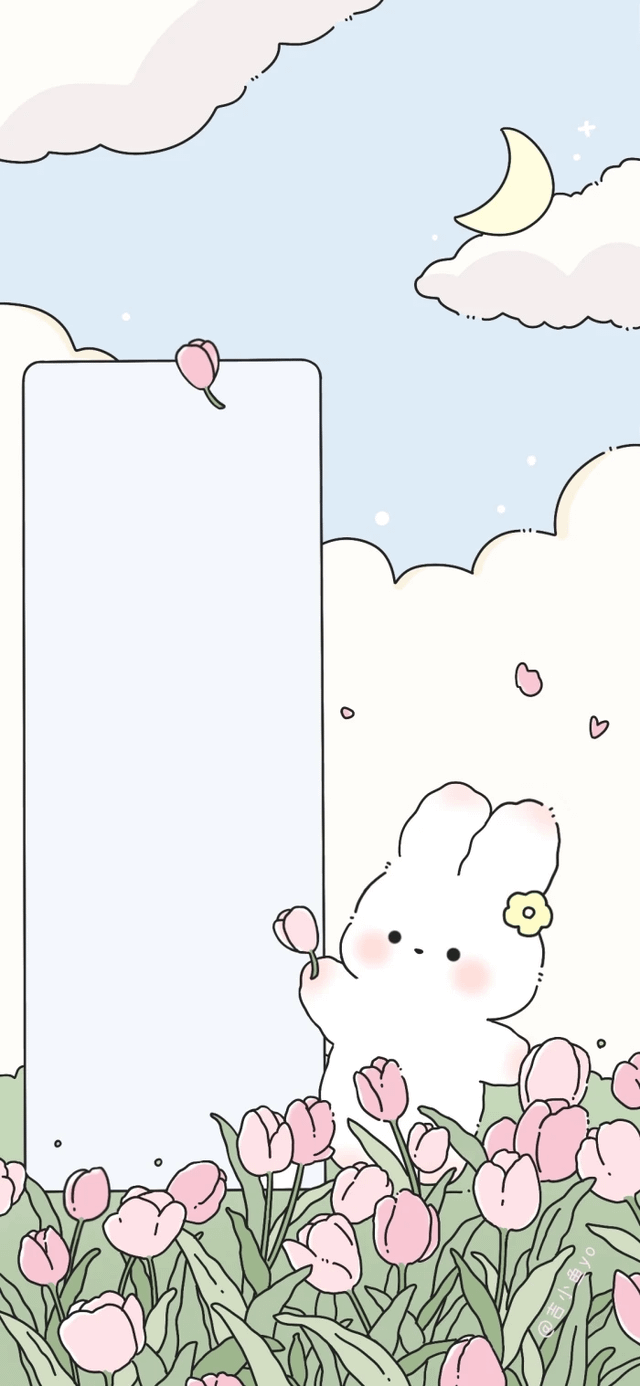 Kawaii fluffy white bunny simple arts. Which one is your favorite?. Mobile wallpaper [700x1517]