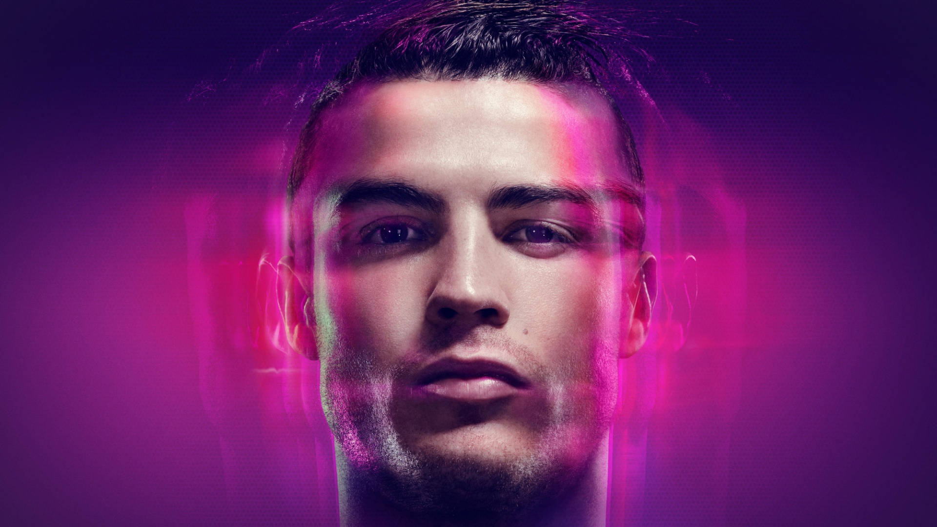 Download CR7 HD Neon Glitching Wallpaper
