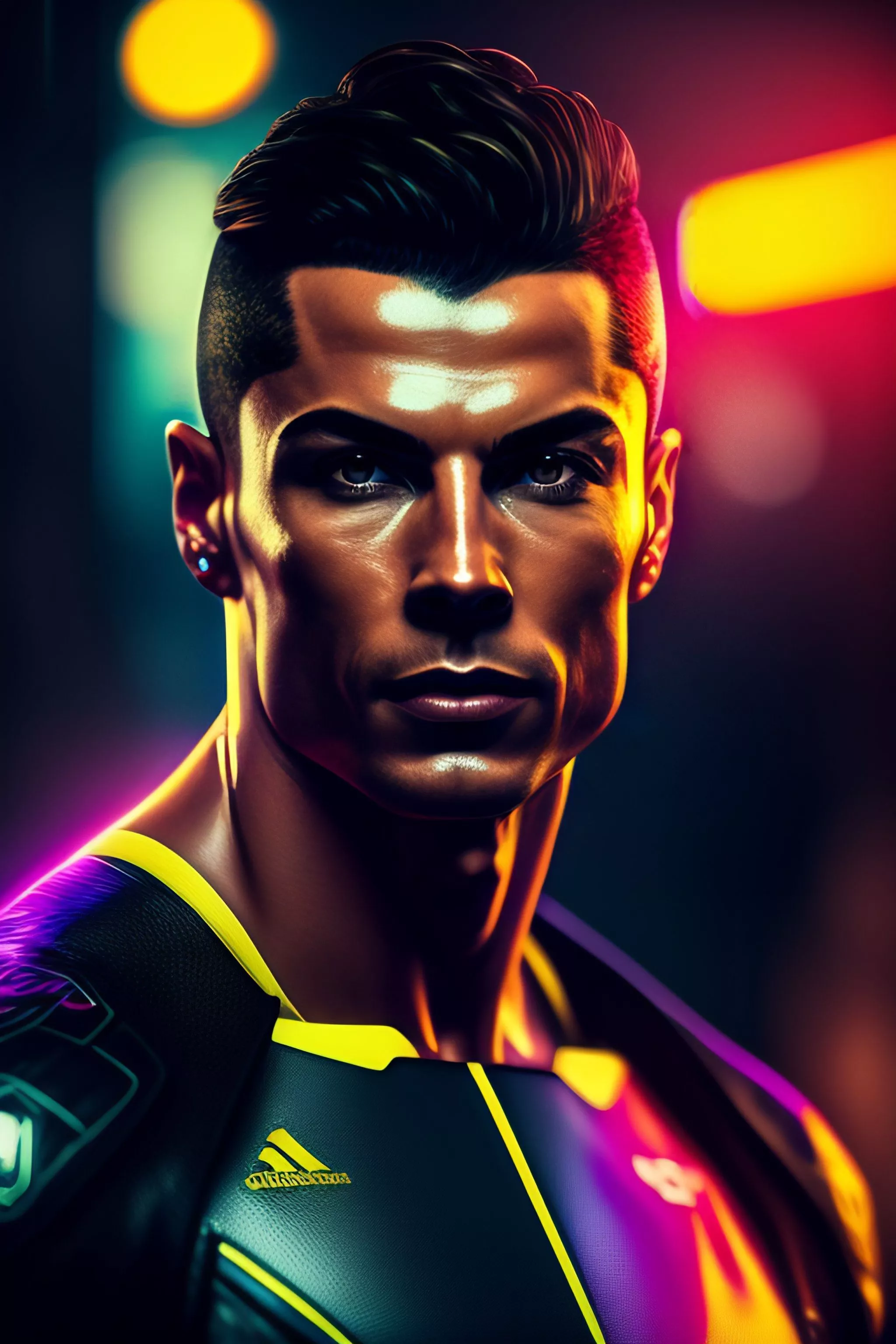 Cristiano Ronaldo portrait, cyberpunk 2