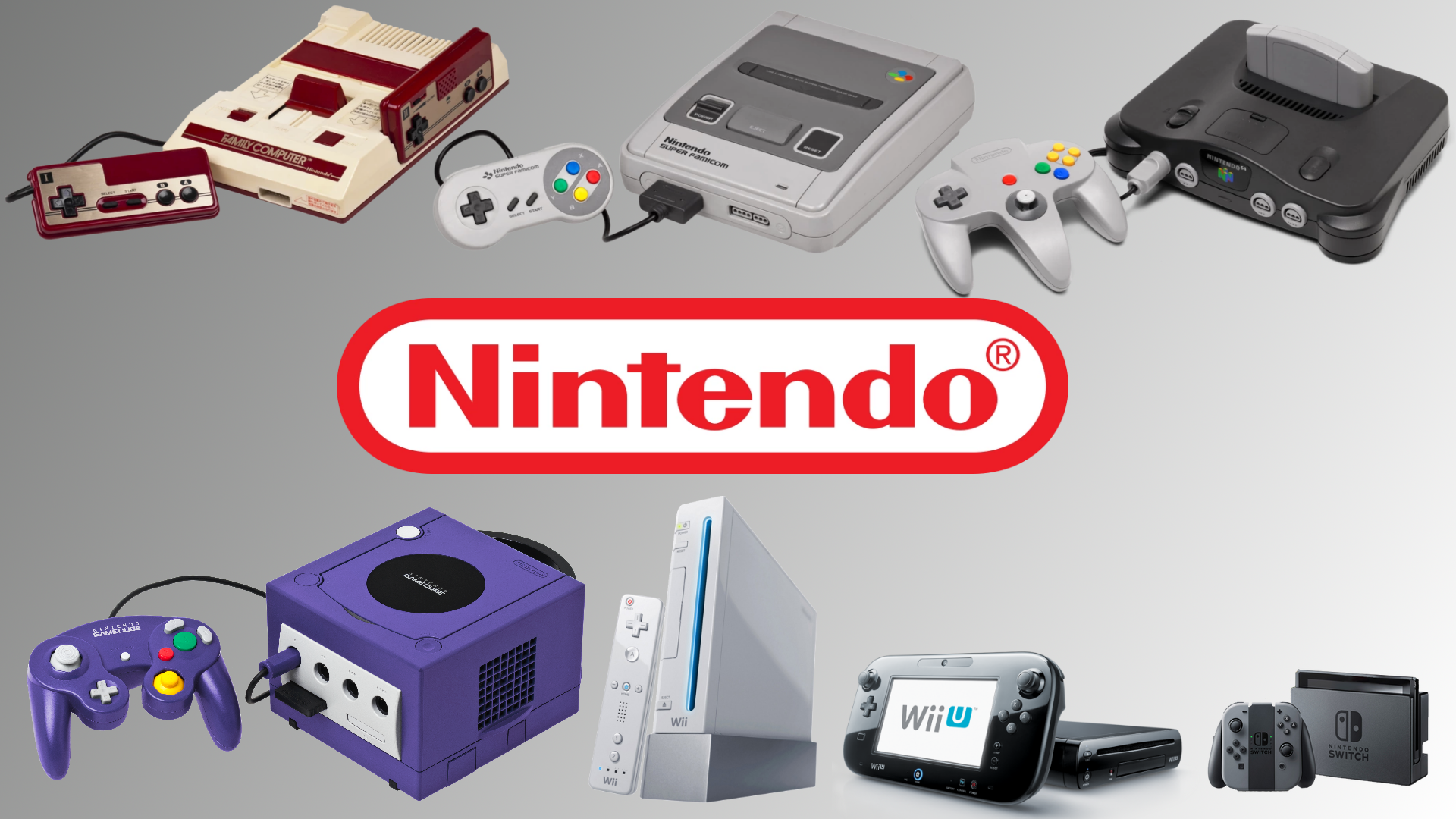 Nintendo Wallpaper featuring every Nintendo home console but Color TV Game